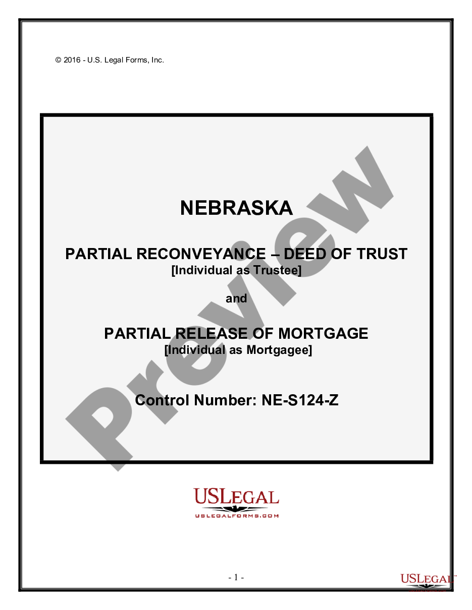page 0 Partial Release of Property From Deed of Trust or Mortgage for Individual preview