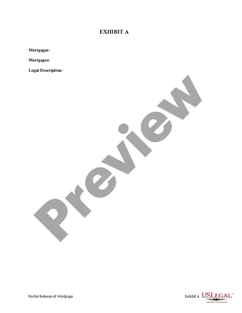 Preview Partial Release of Property From Deed of Trust or Mortgage for Individual