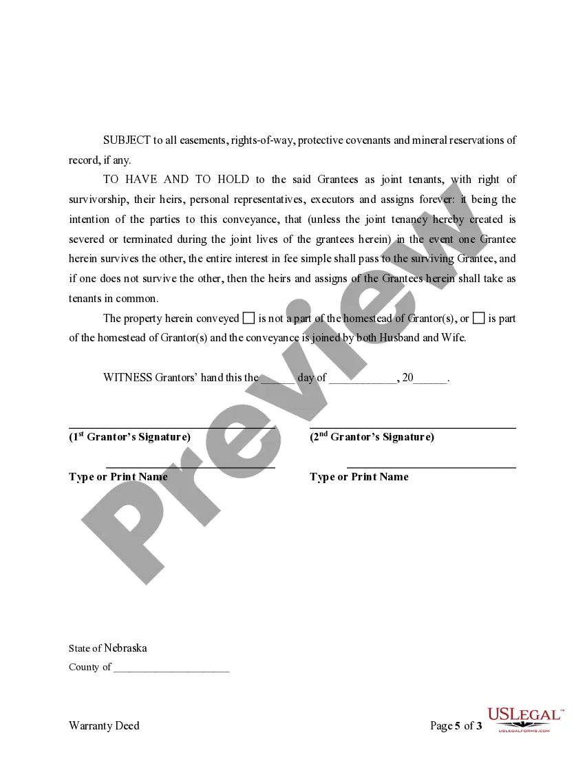 Get Warranty Deed for Separate or Joint Property to Joint Tenancy Preview Warranty Deed for Separate or Joint Property to Joint Tenancy