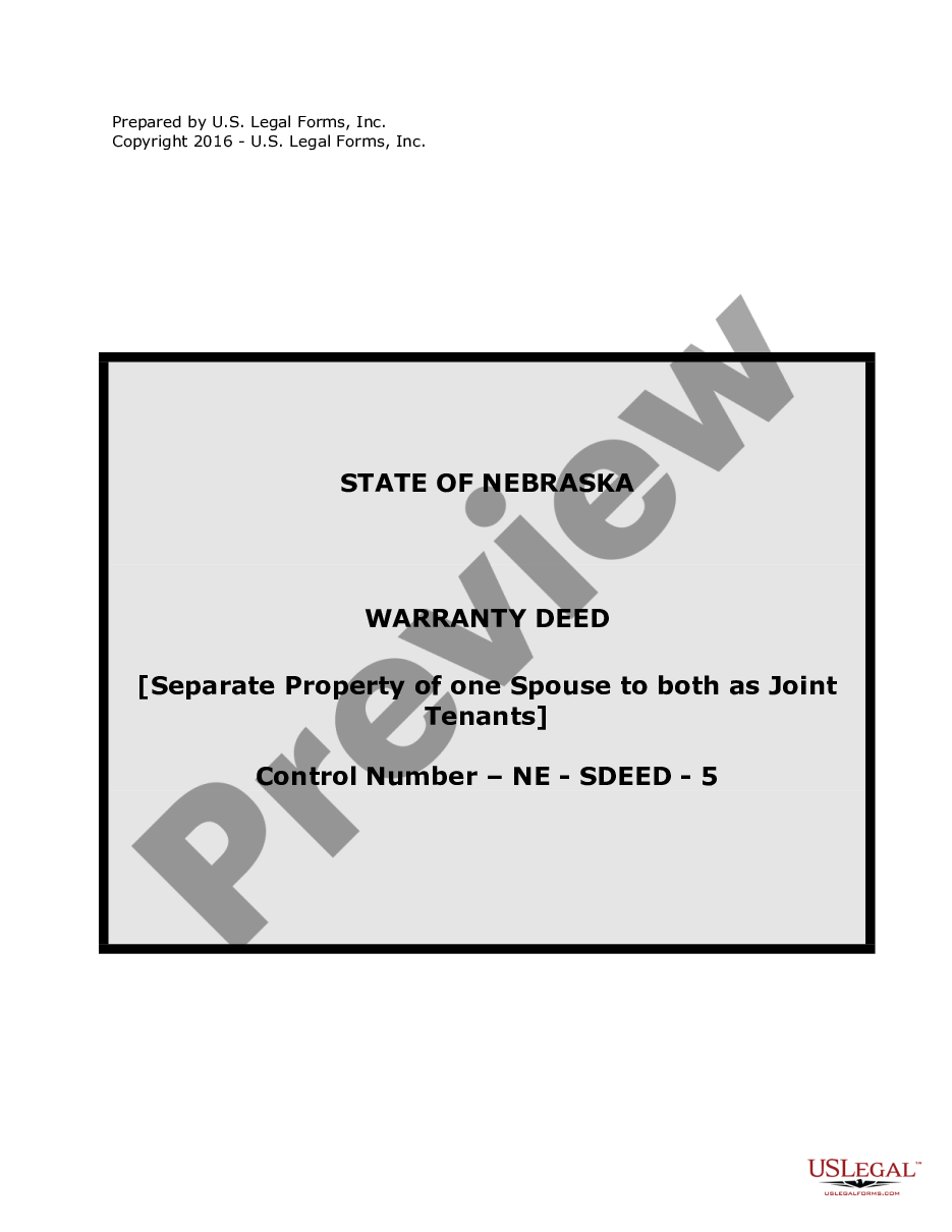 page 0 Warranty Deed to Separate Property of One Spouse to Both Spouses as Joint Tenants preview