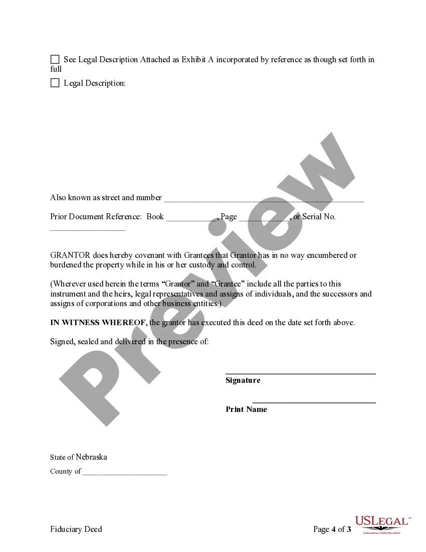 Preview Fiduciary Deed for use by Executors, Trustees, Trustors, Administrators and other Fiduciaries