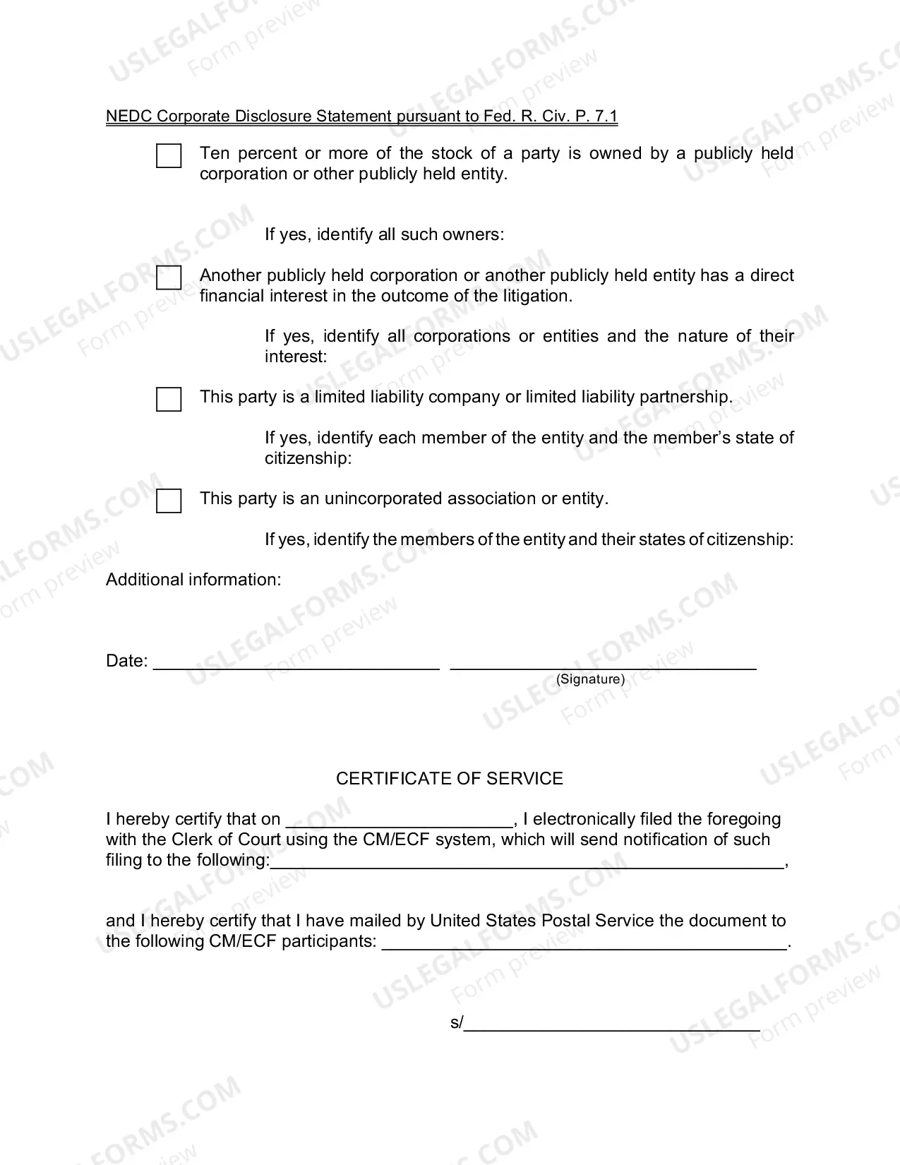 Preview Corporate Disclosure Statement (Civil)