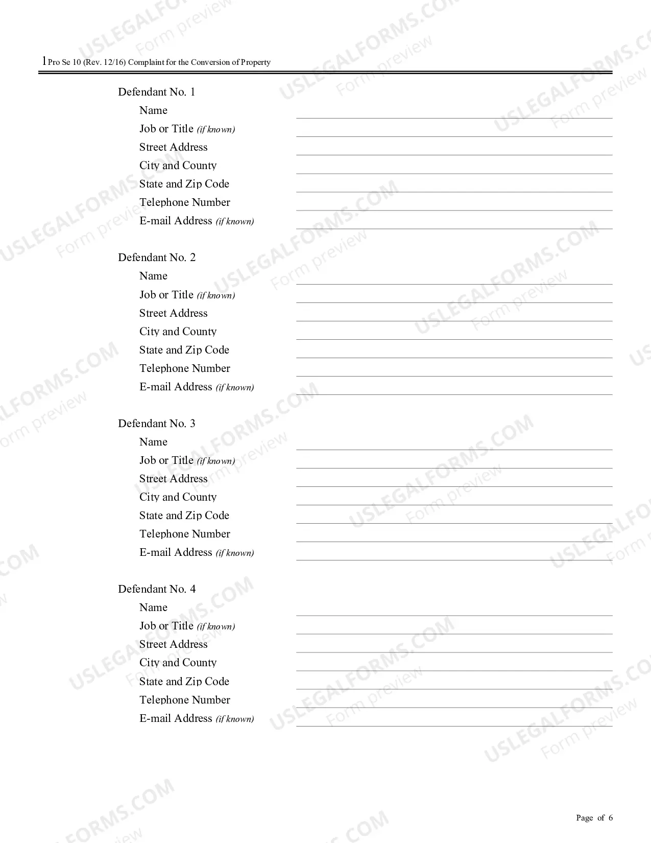 Preview Complaint for the Conversion of Property (no PDF exists)