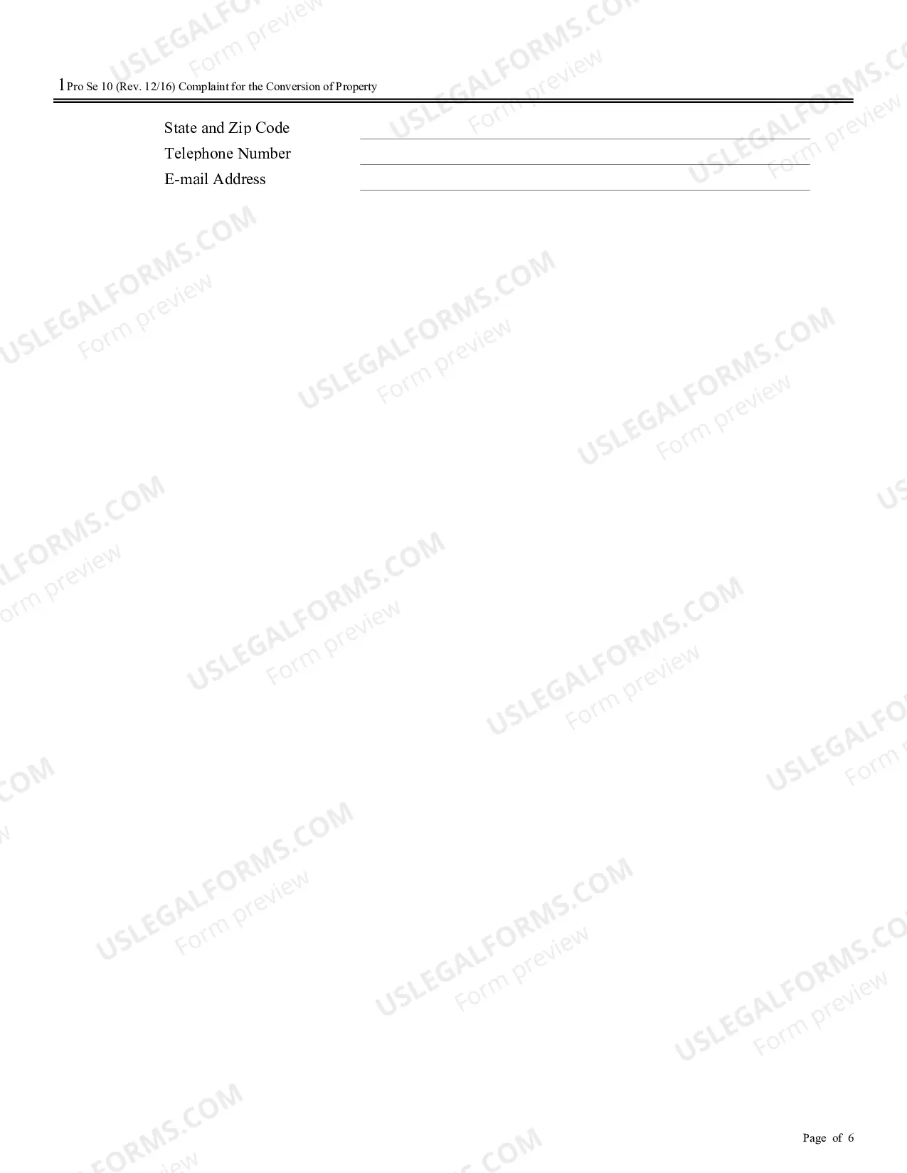 Preview Complaint for the Conversion of Property (no PDF exists)