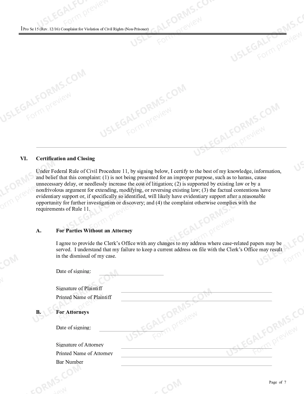 Preview Complaint for Violation of Civil Rights (Non-Prisoner) (no PDF exists)