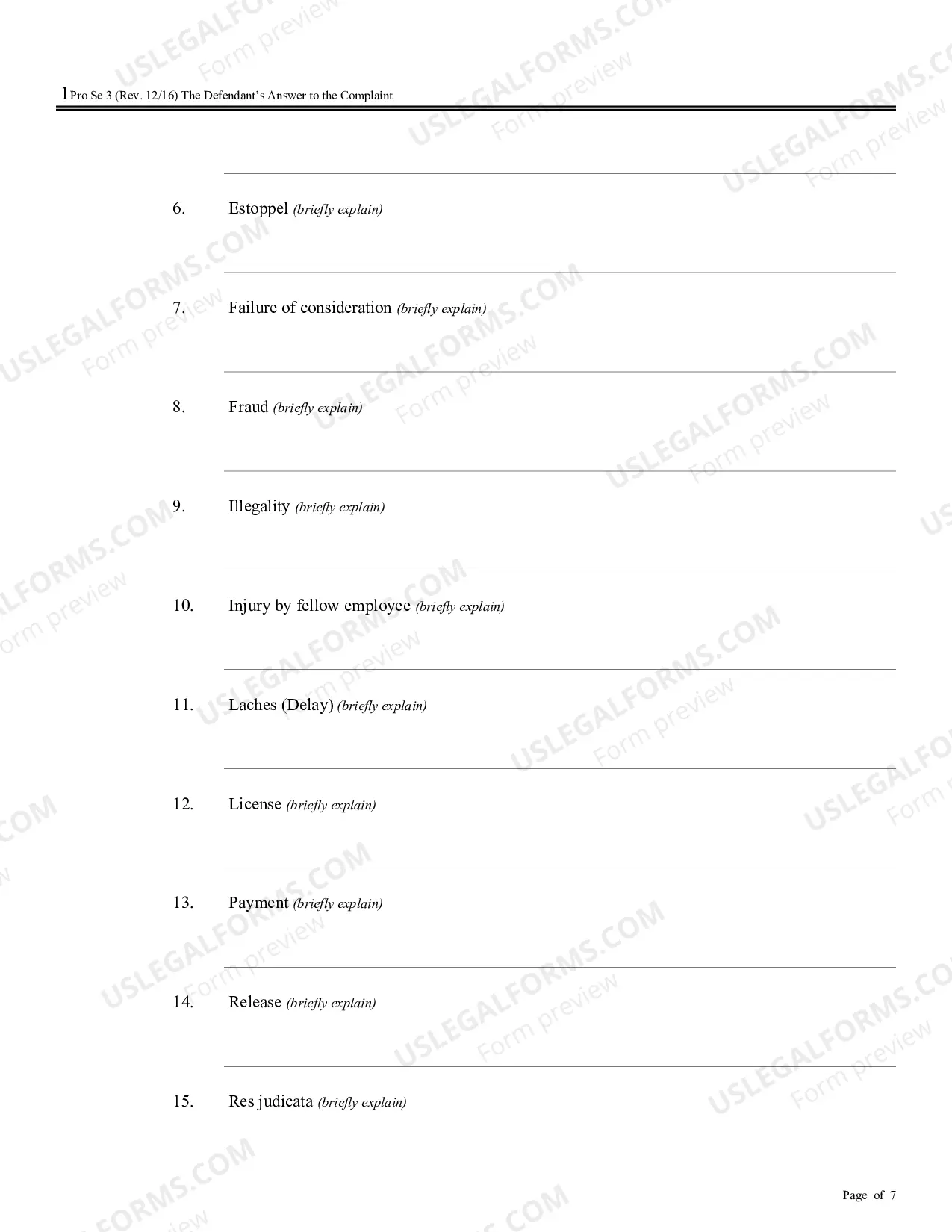 Preview Defendant's Answer to the Complaint (no PDF exists)