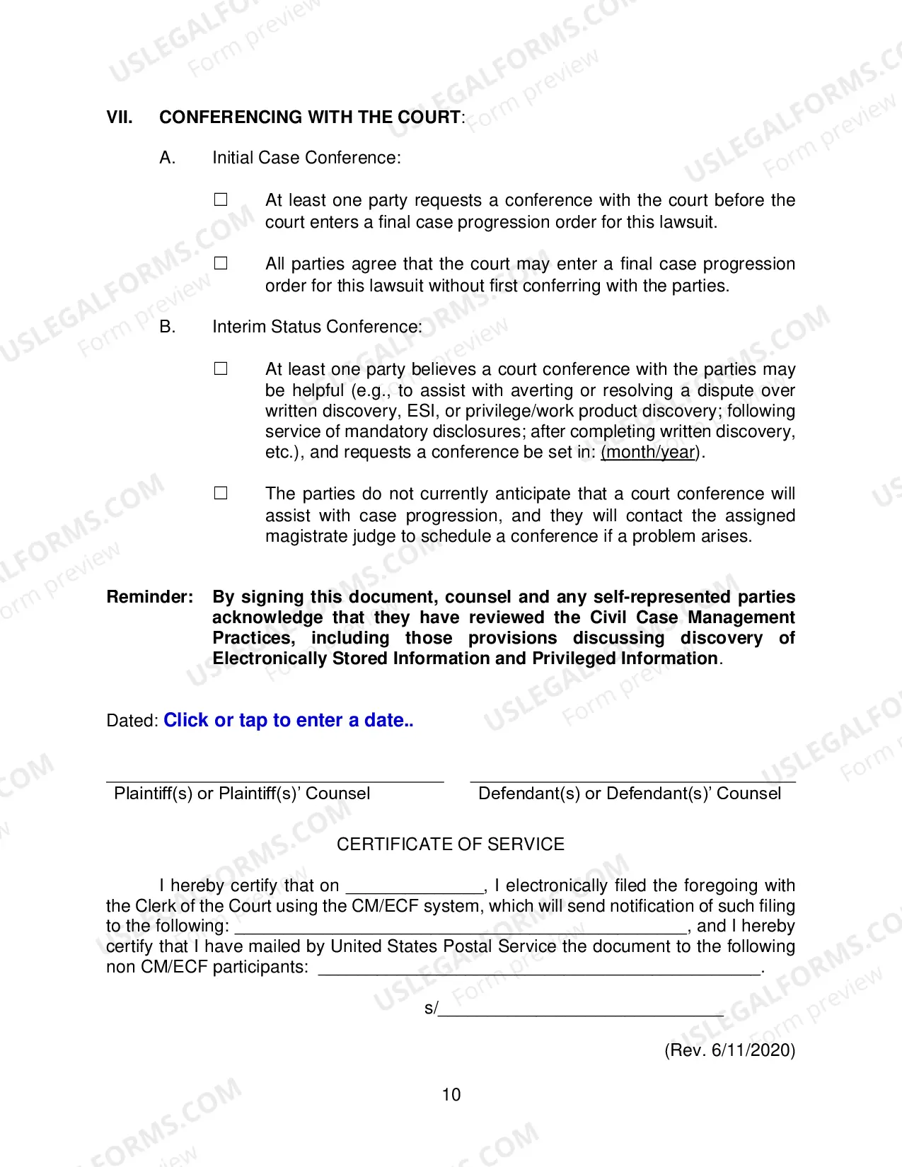 Preview Form 35 (Rule 26 (f)) Report