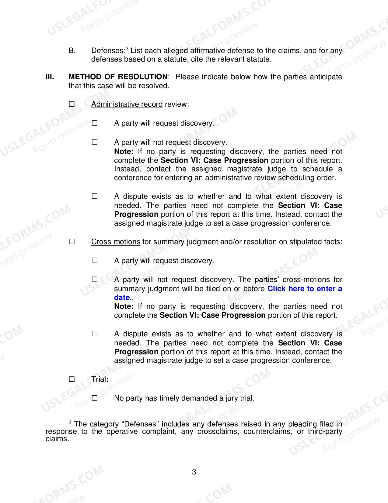 Preview Form 35 (Rule 26 (f)) Report