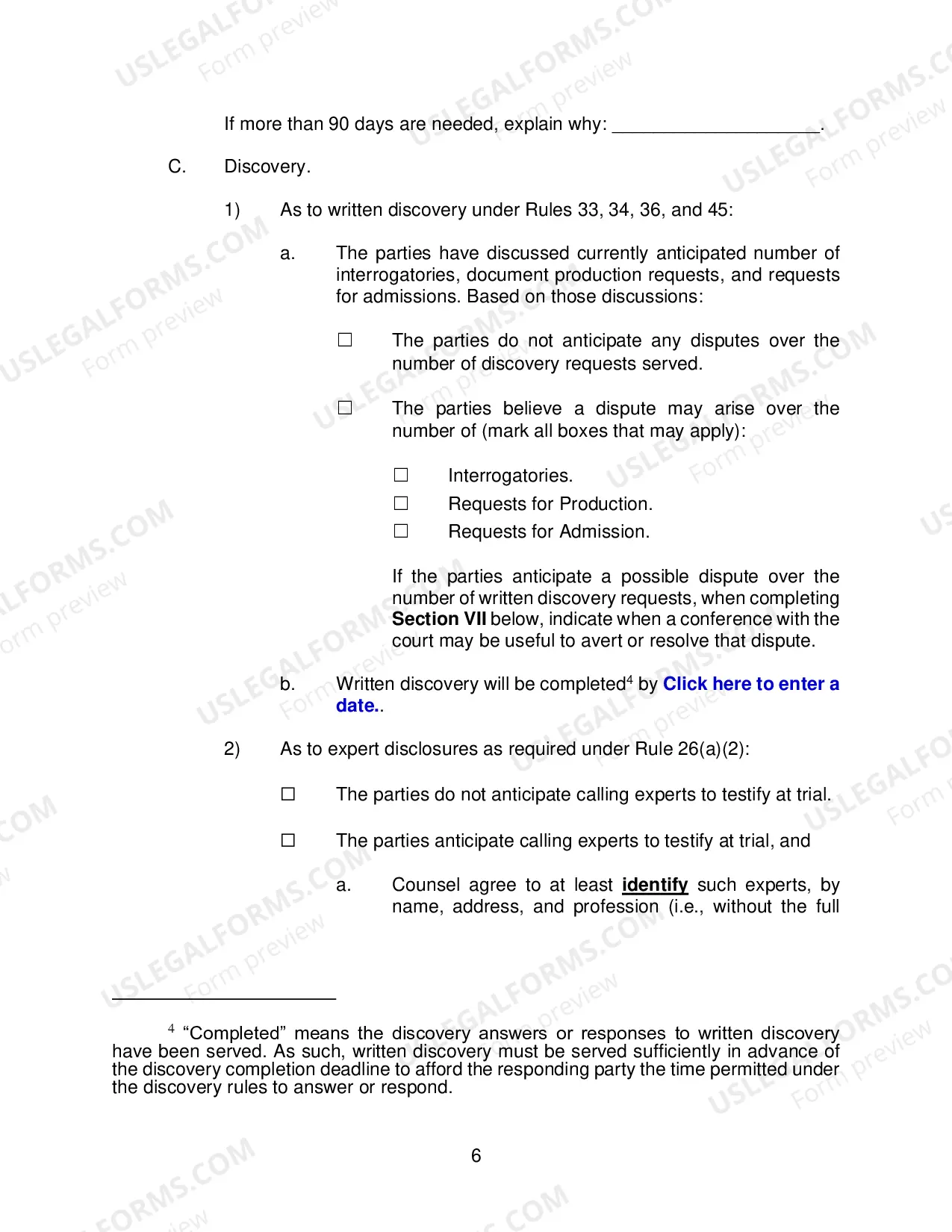 Preview Form 35 (Rule 26 (f)) Report