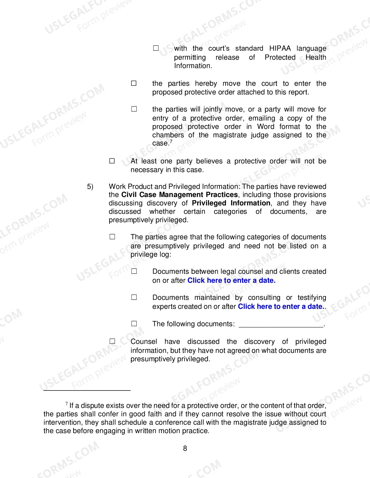 Preview Form 35 (Rule 26 (f)) Report