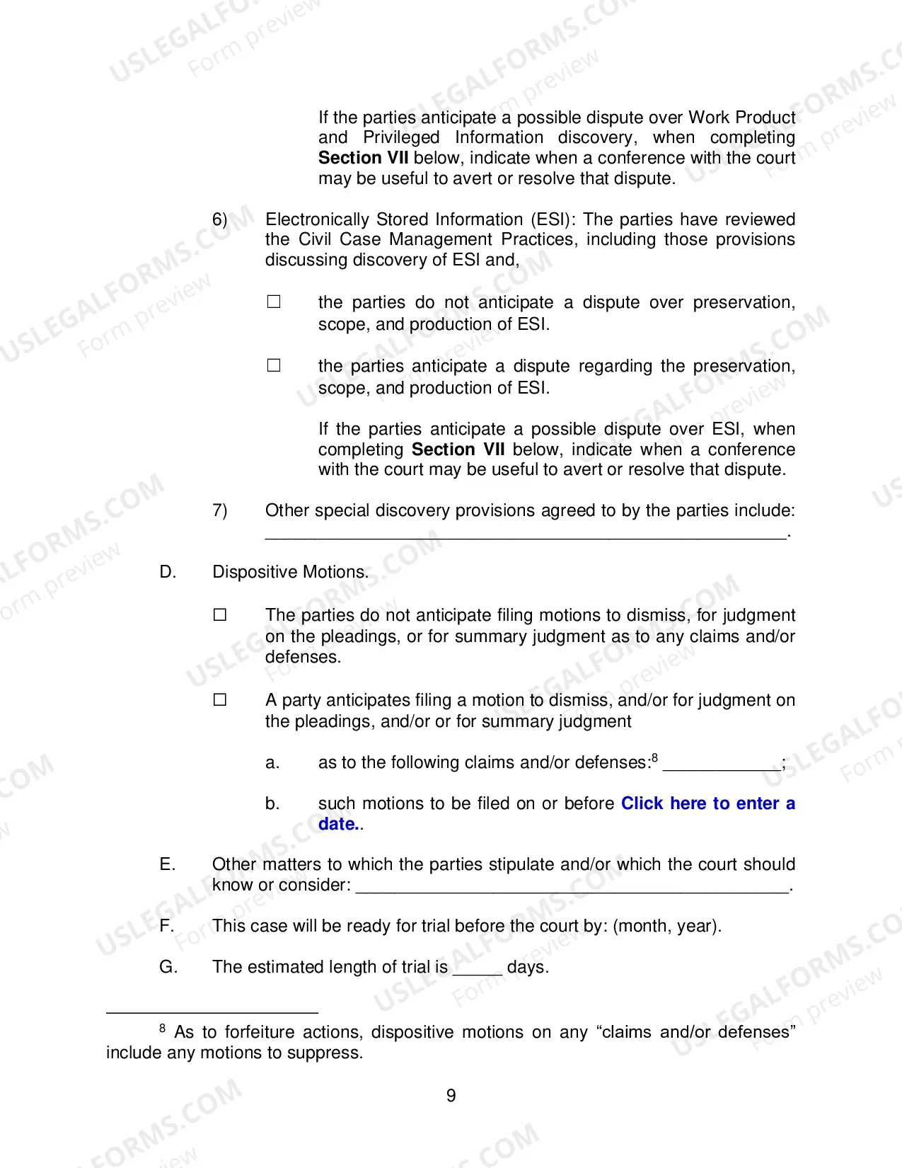 Preview Form 35 (Rule 26 (f)) Report