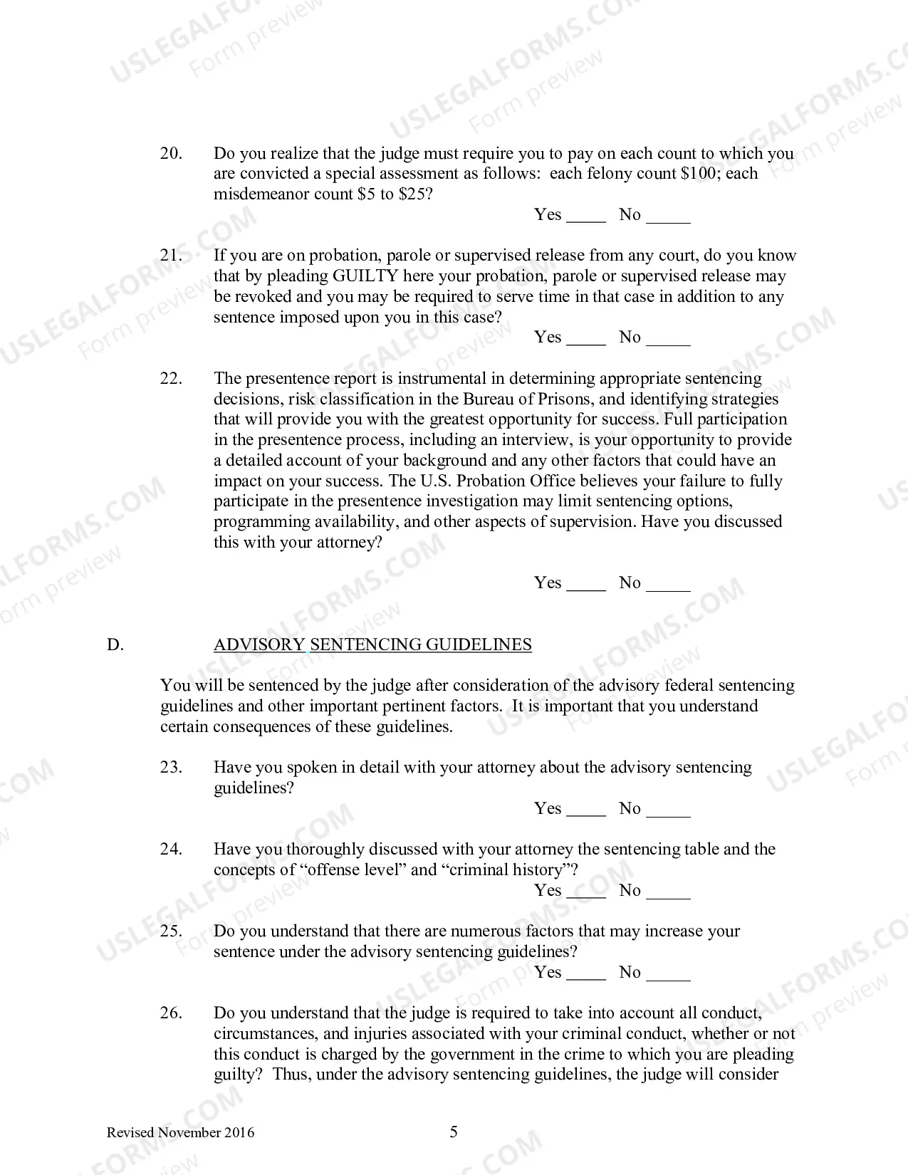 Preview Petition to Enter Guilty Plea (English Only)