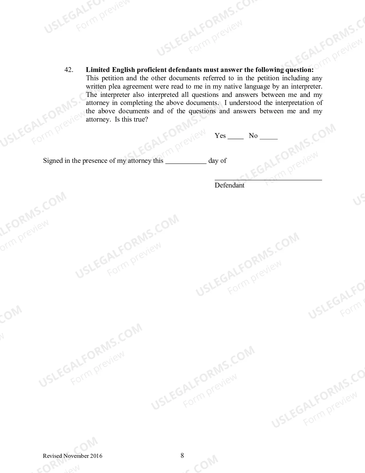 Preview Petition to Enter Guilty Plea (English Only)