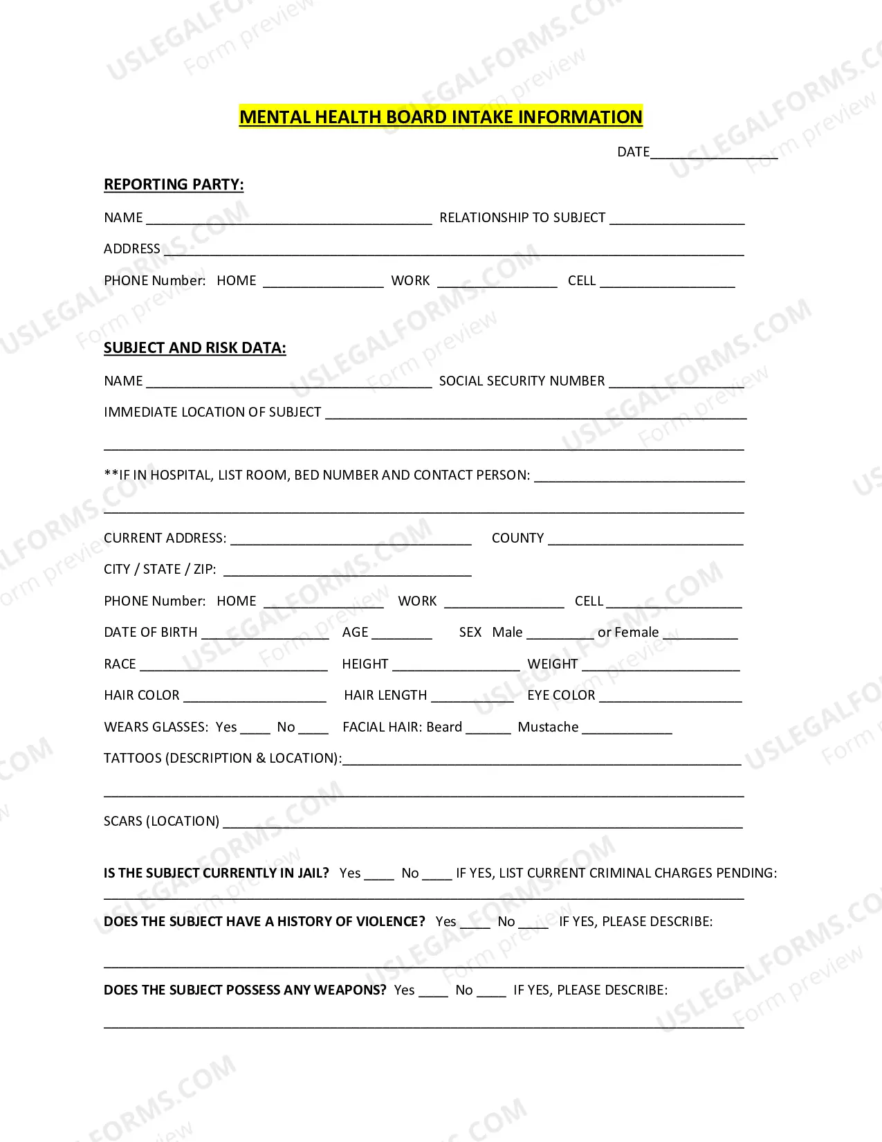 Preview Mental Health Board Petition