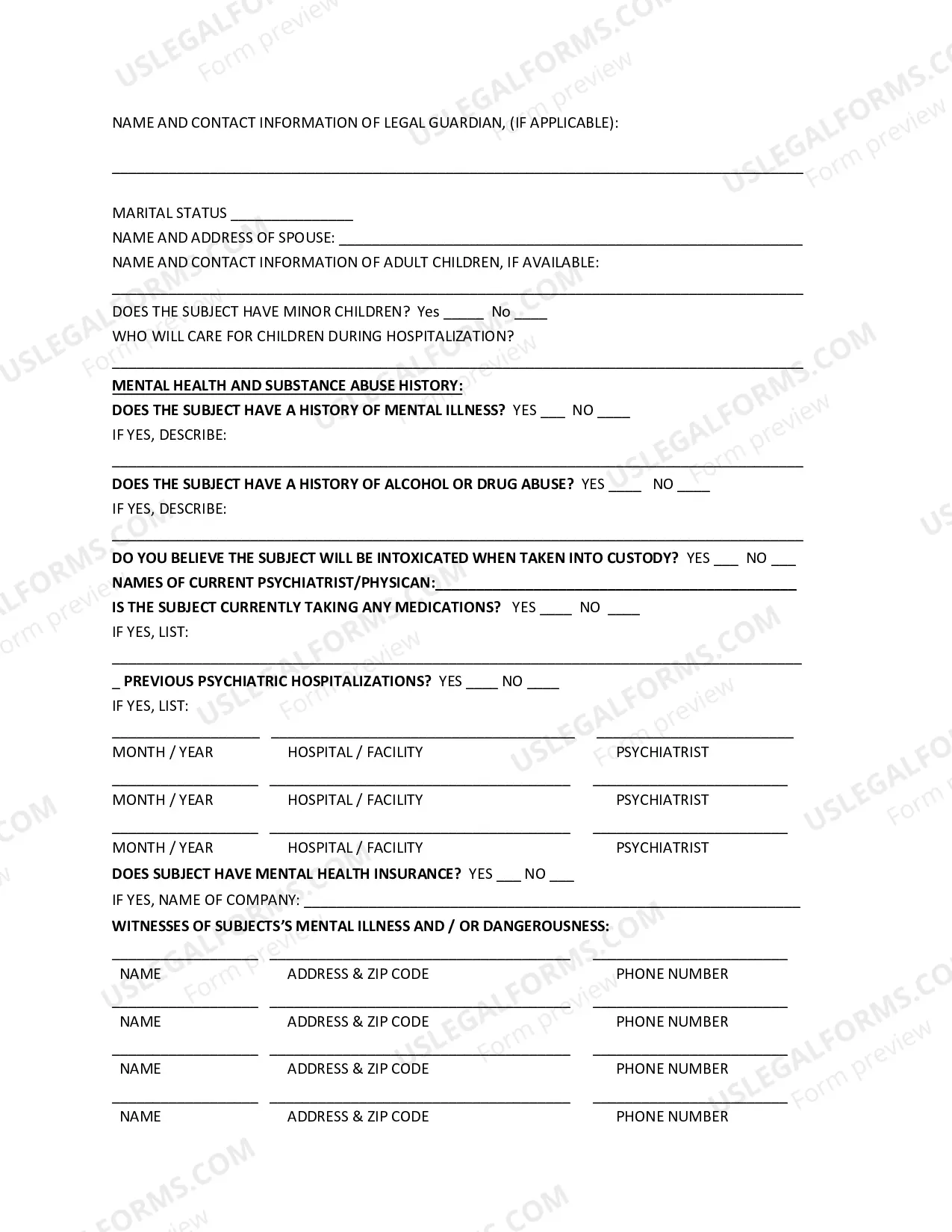 Preview Mental Health Board Petition