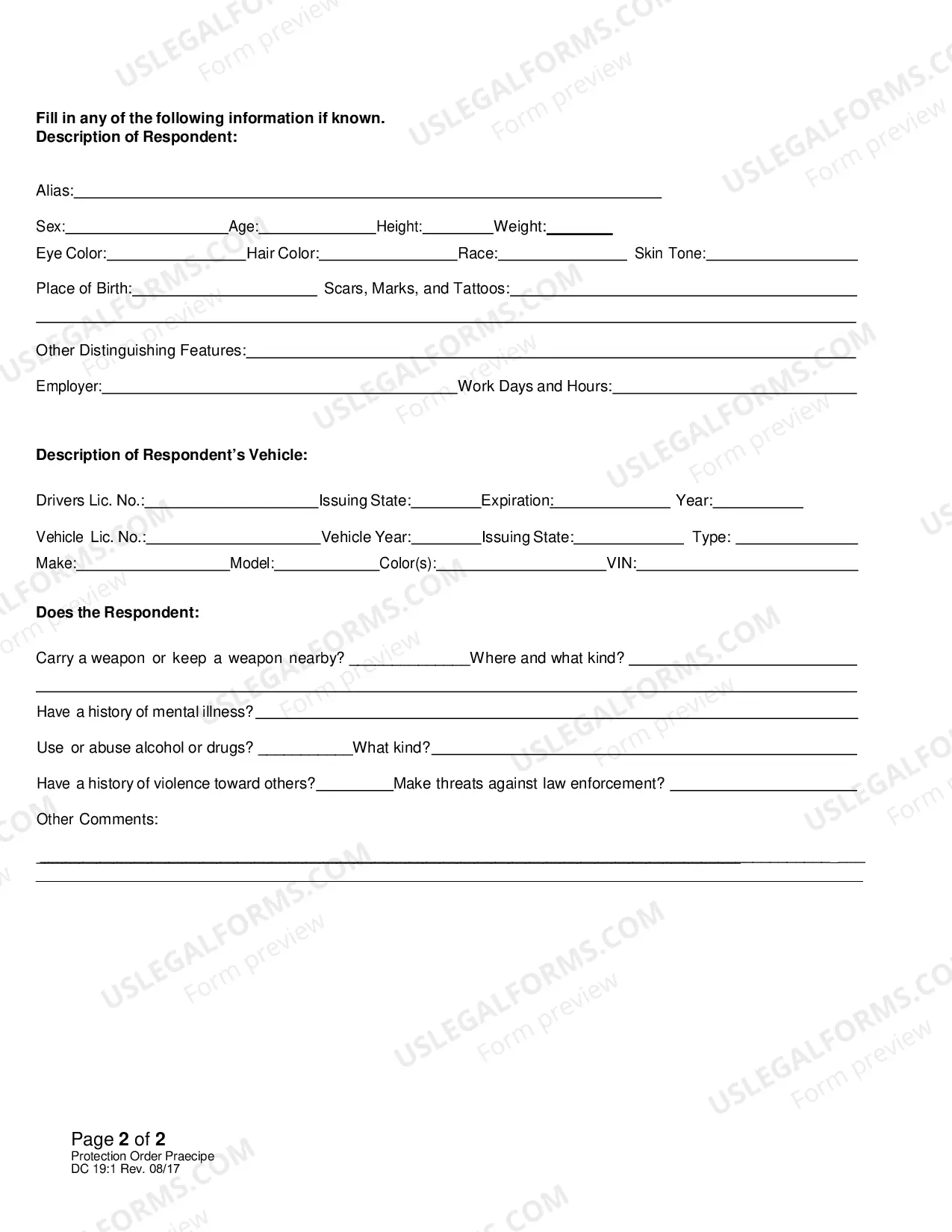 Preview Protection Order Information Sheet (Domestic Abuse)
