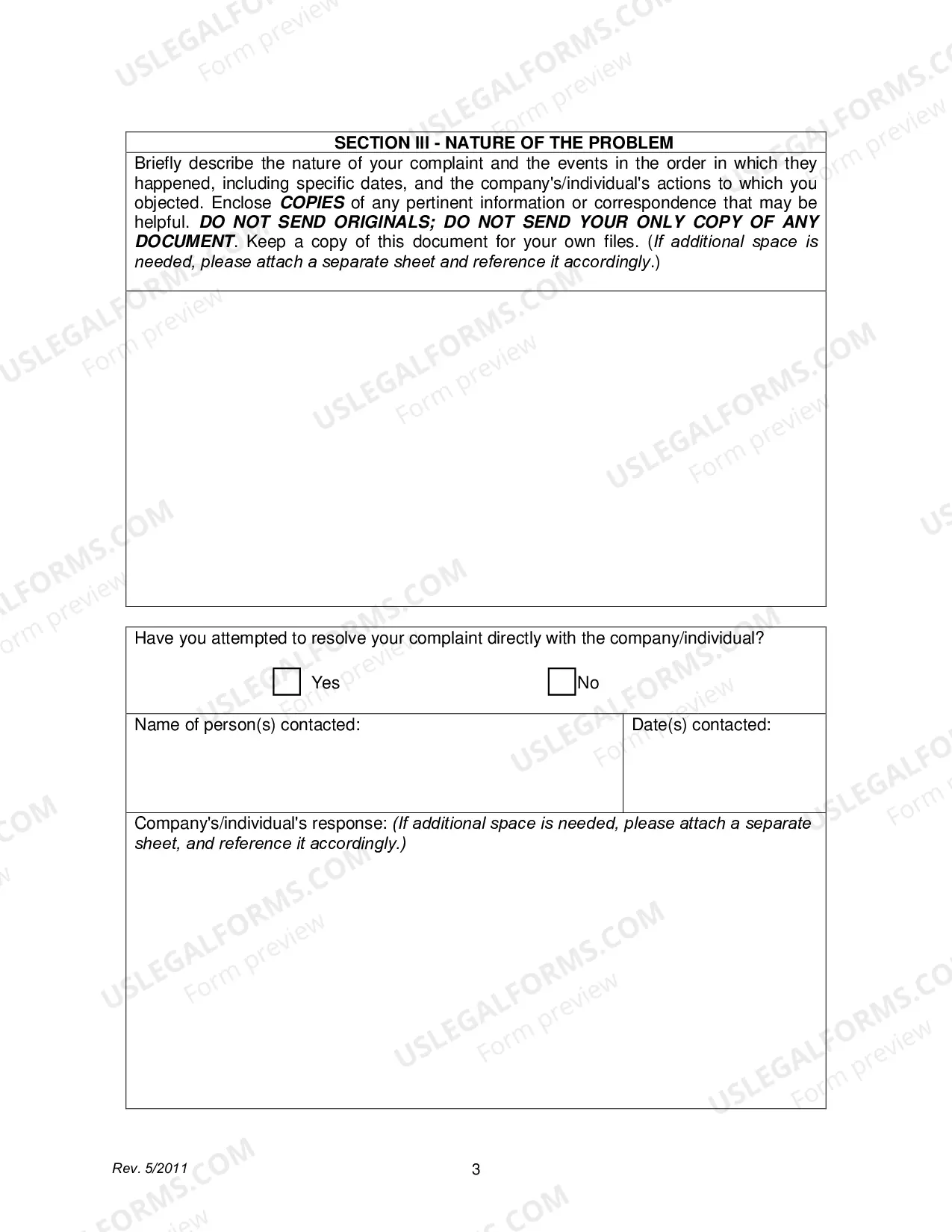 Preview Complaint Form - Securities Bureau