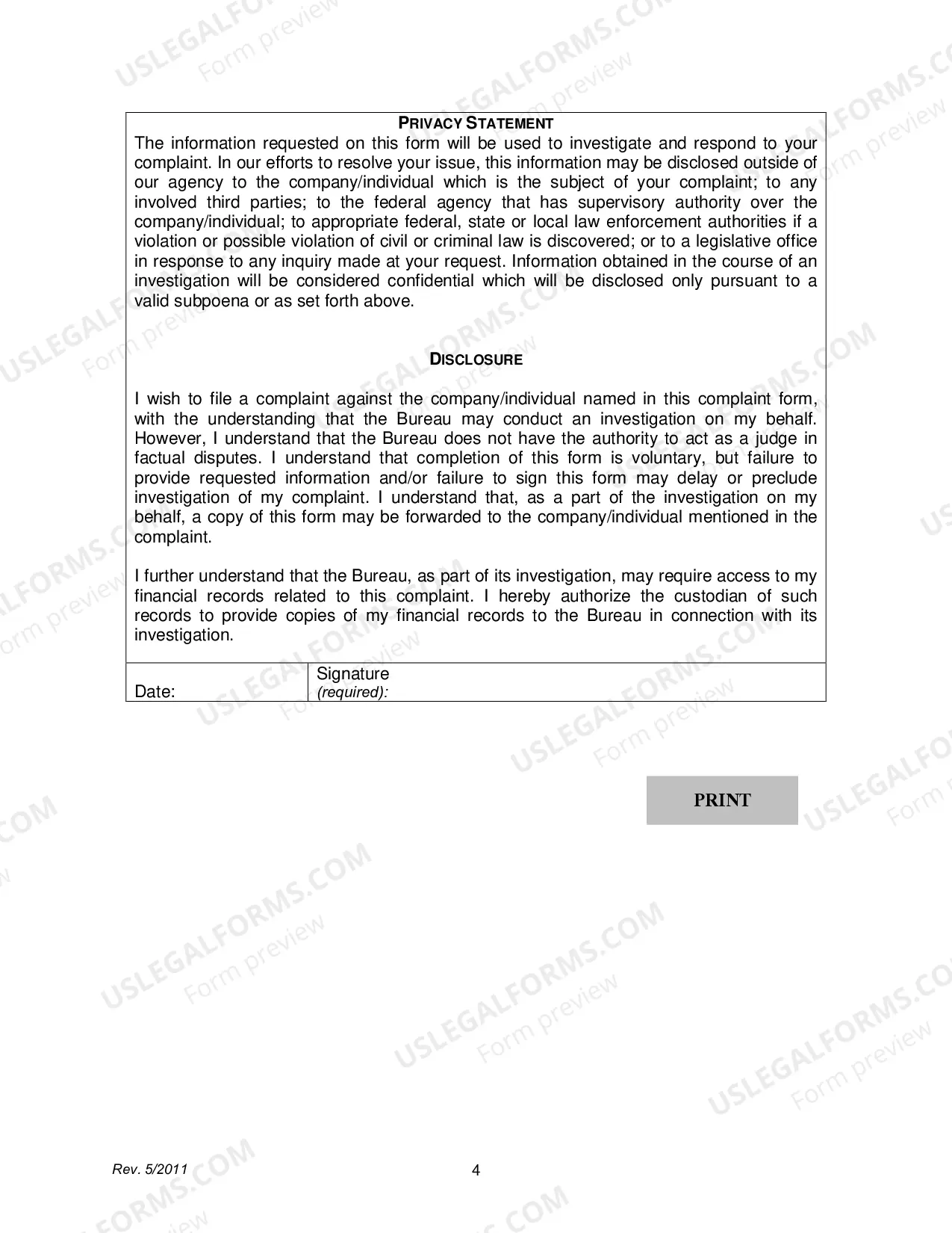 Preview Complaint Form - Securities Bureau