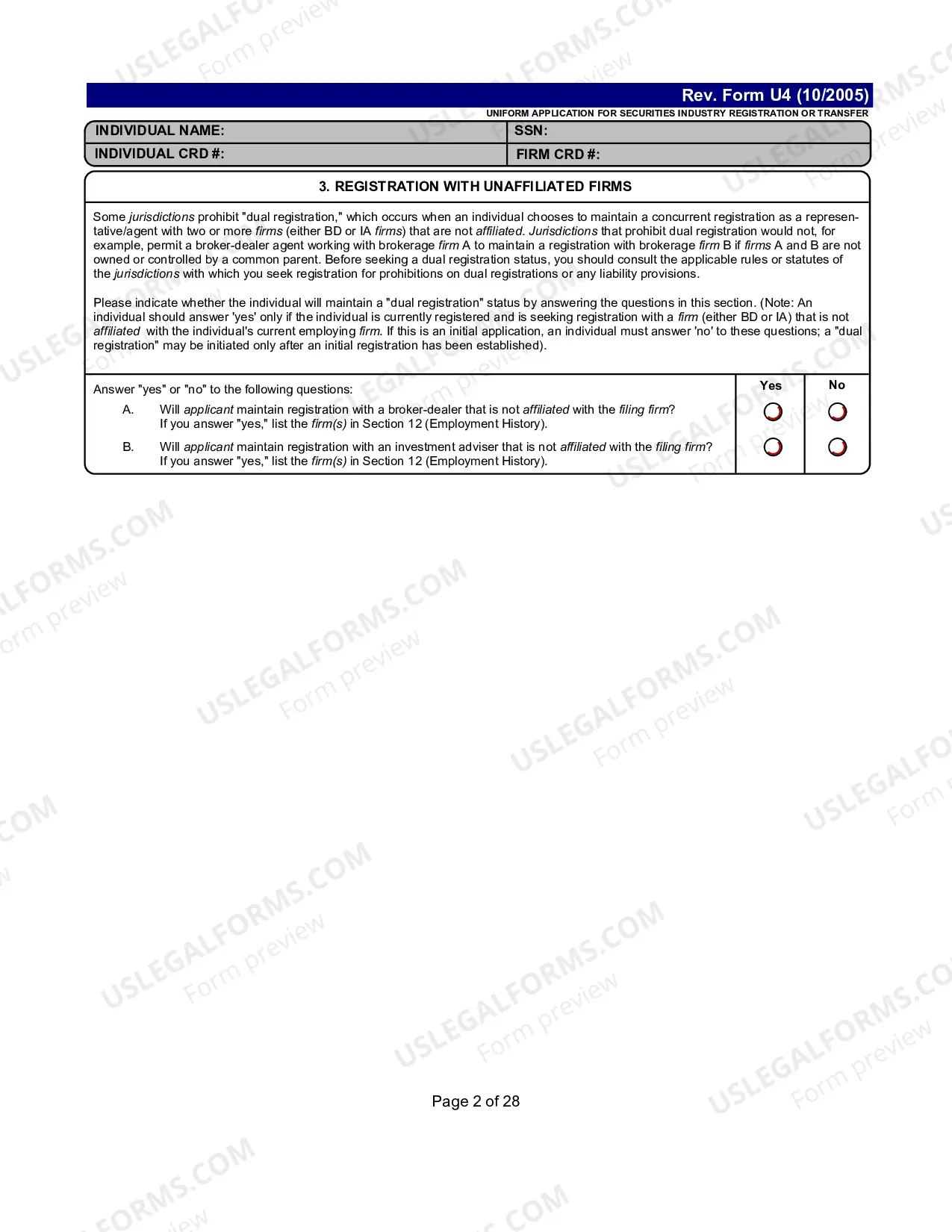Preview Uniform Application For Securities Industry Registration of Transfer
