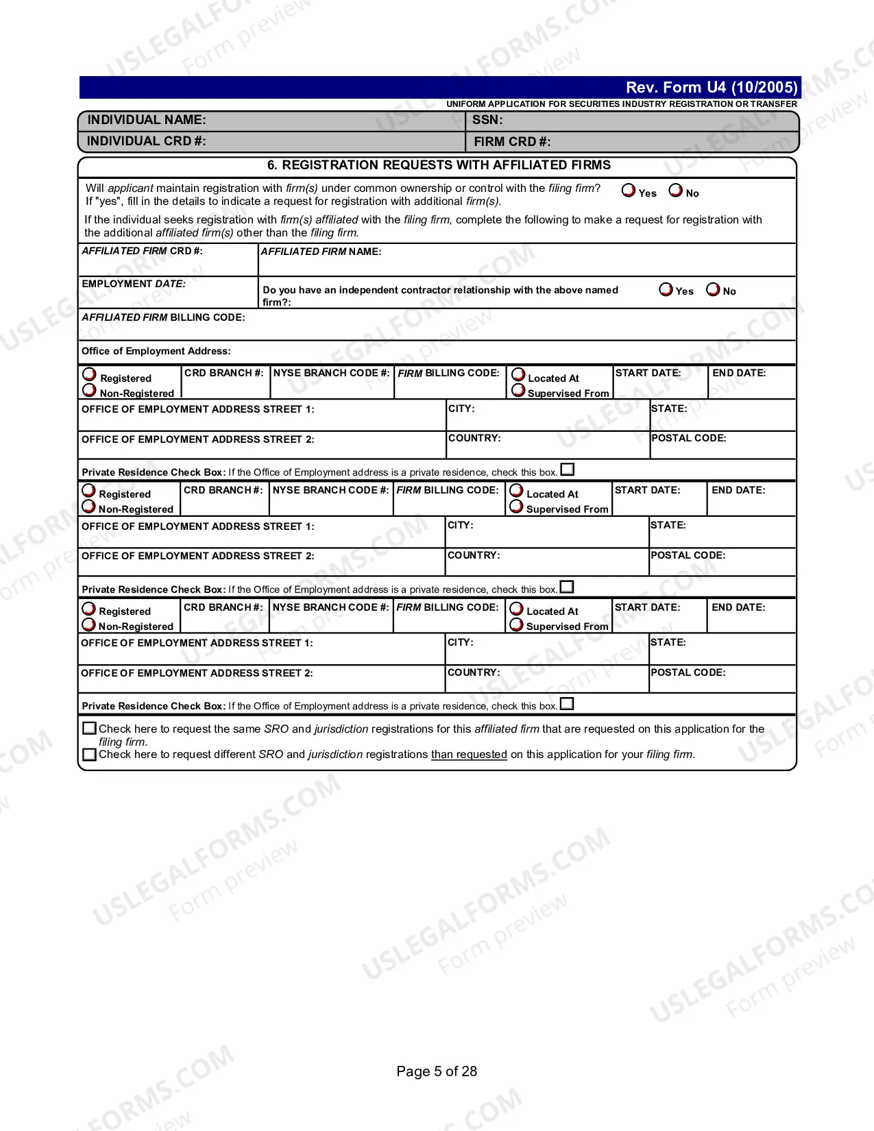 Preview Uniform Application For Securities Industry Registration of Transfer