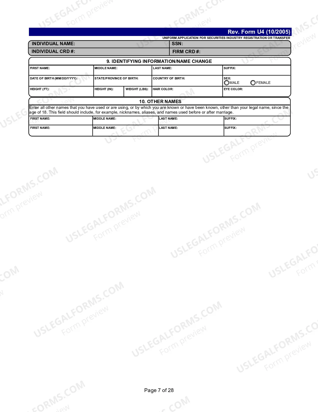 Preview Uniform Application For Securities Industry Registration of Transfer