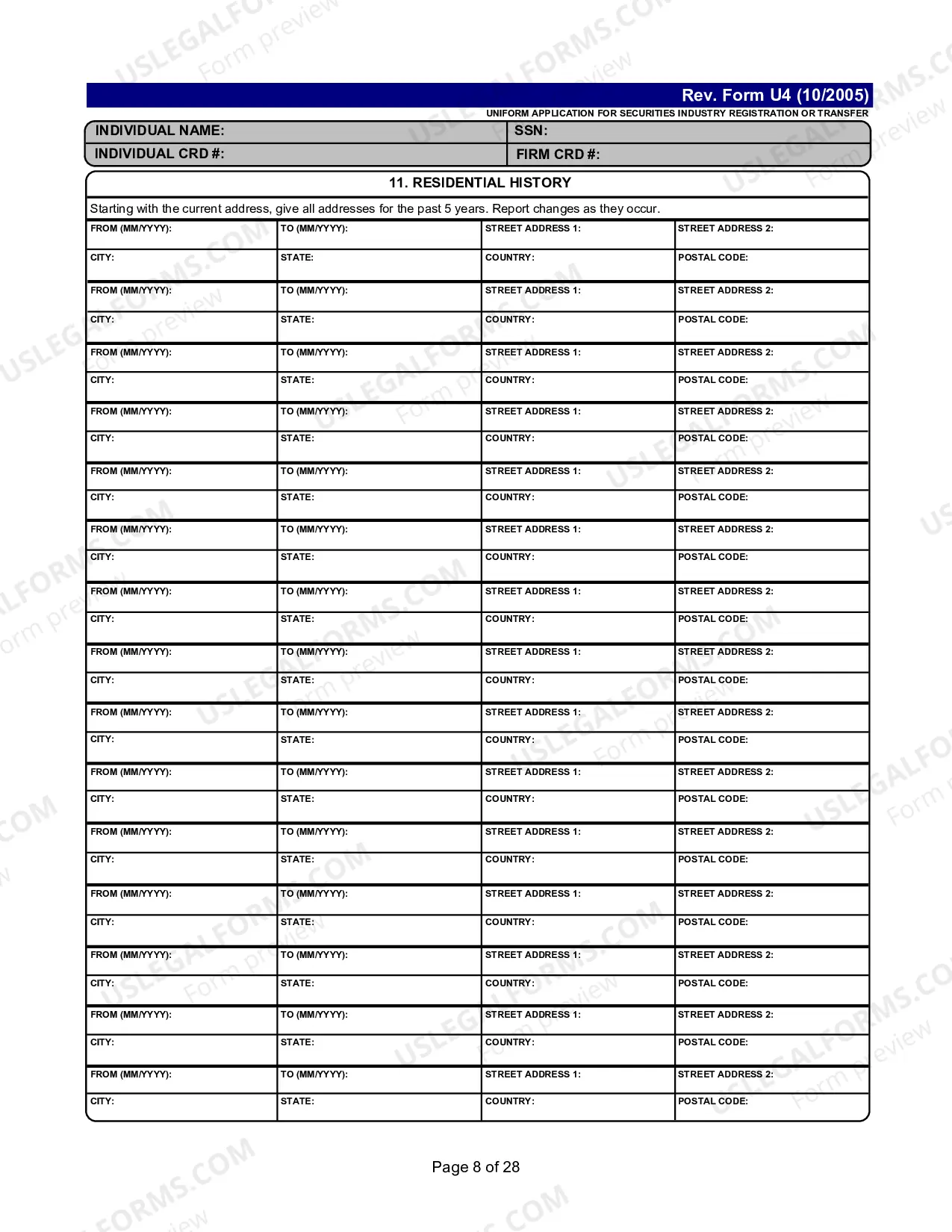 Preview Uniform Application For Securities Industry Registration of Transfer