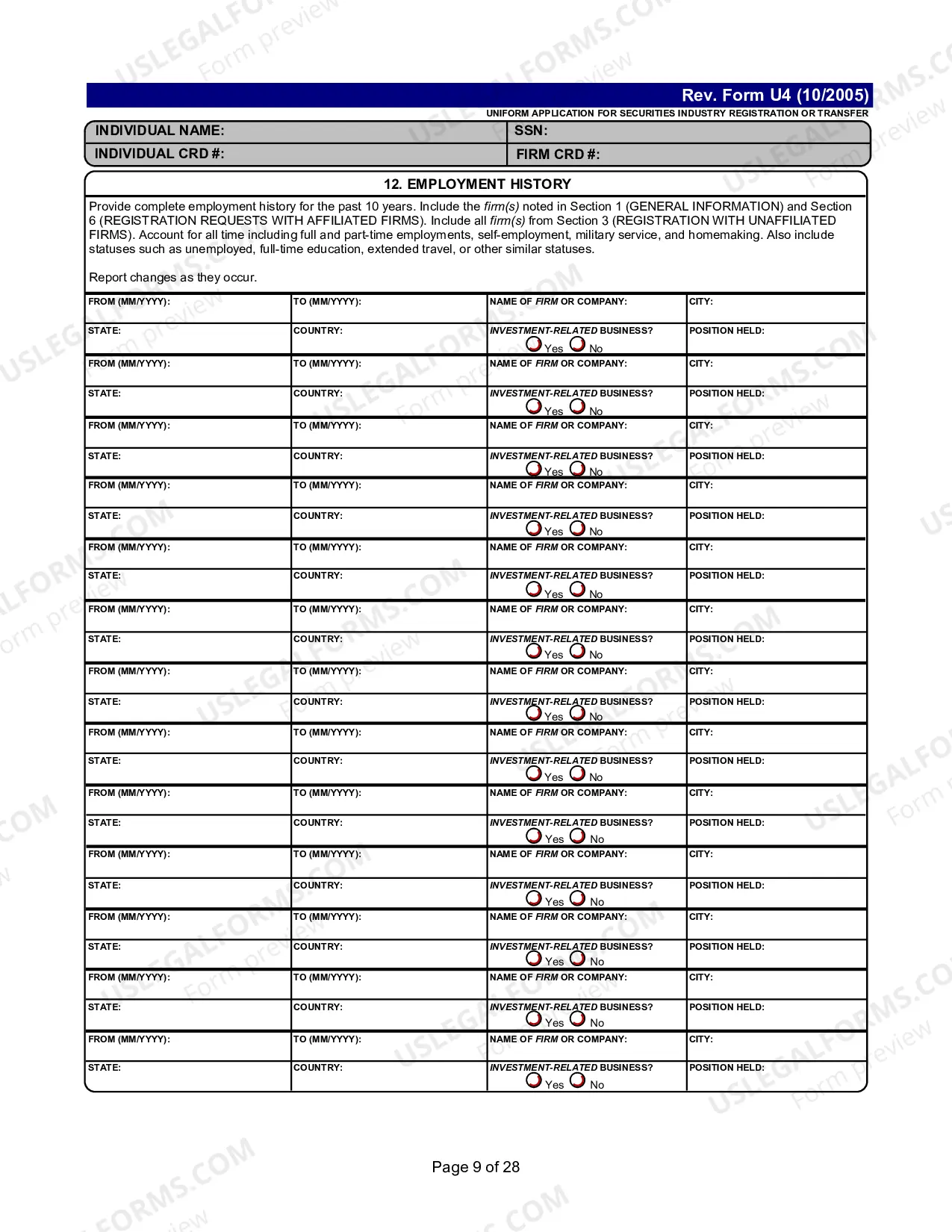 Preview Uniform Application For Securities Industry Registration of Transfer