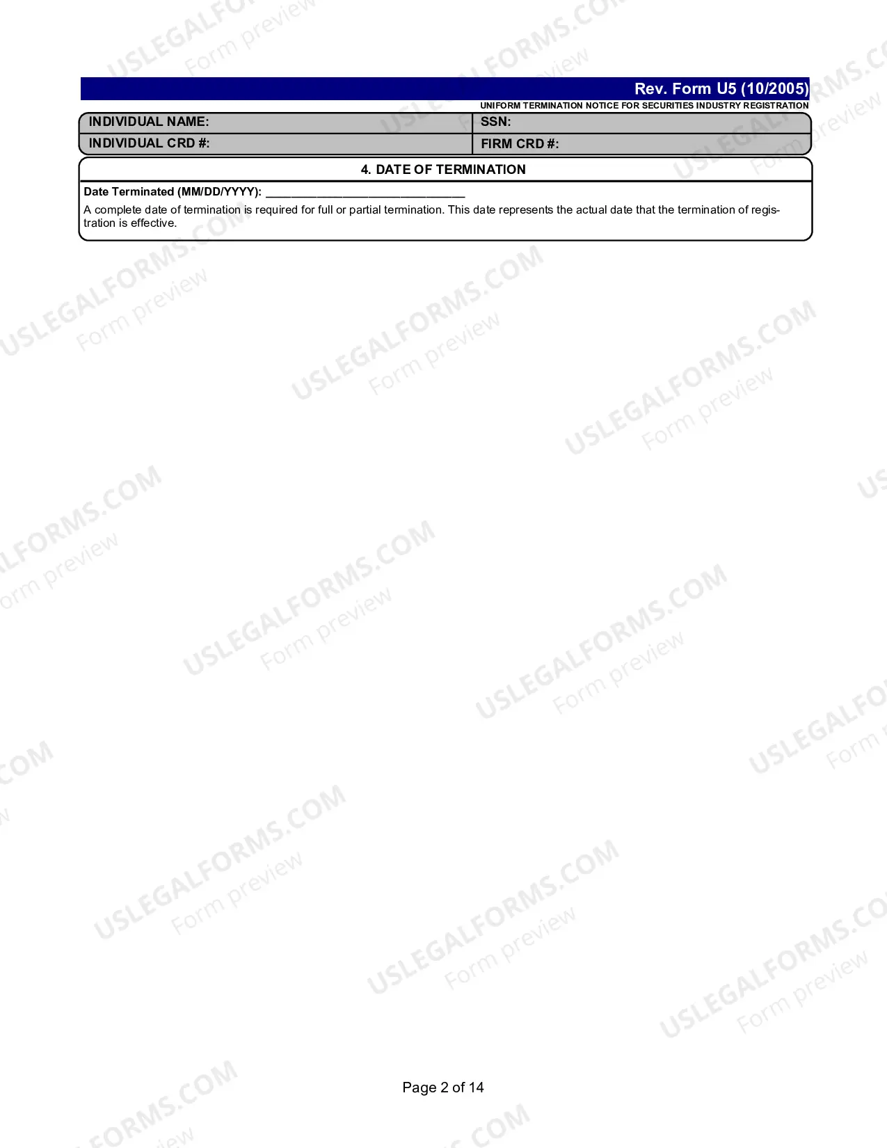 Preview Uniform Termination Notice For Securities Industry Registration