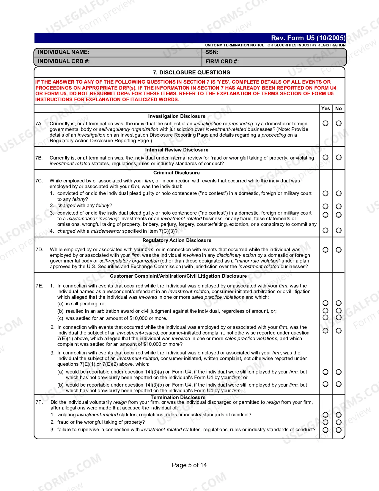 Preview Uniform Termination Notice For Securities Industry Registration