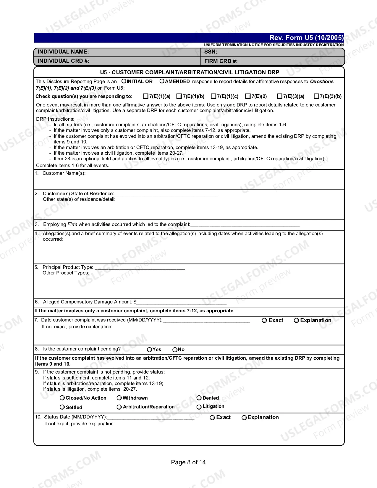 Preview Uniform Termination Notice For Securities Industry Registration
