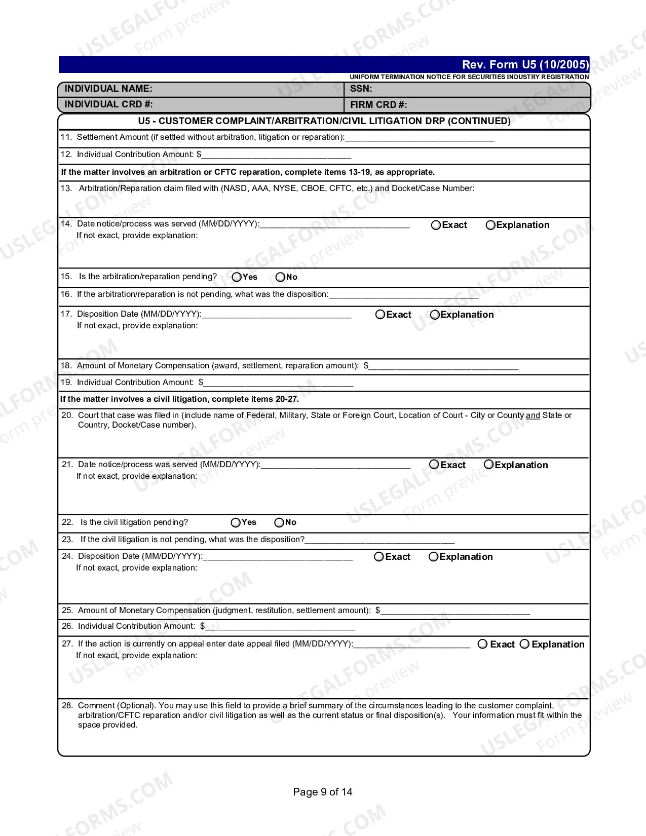 Preview Uniform Termination Notice For Securities Industry Registration