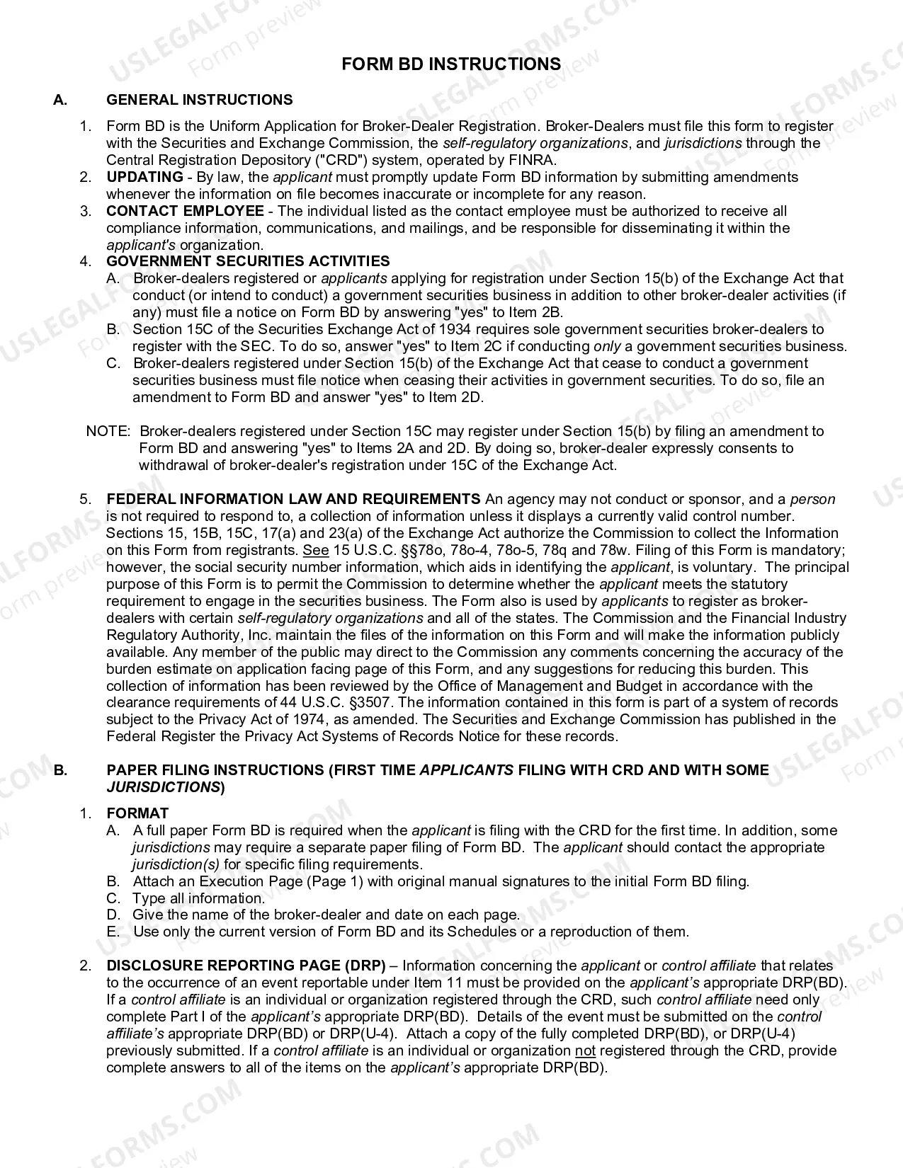 Preview Uniform Application for Broker-Dealer Registration (Form BD)