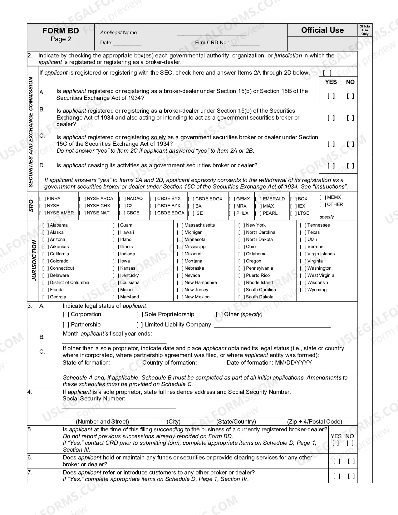 Preview Uniform Application for Broker-Dealer Registration (Form BD)