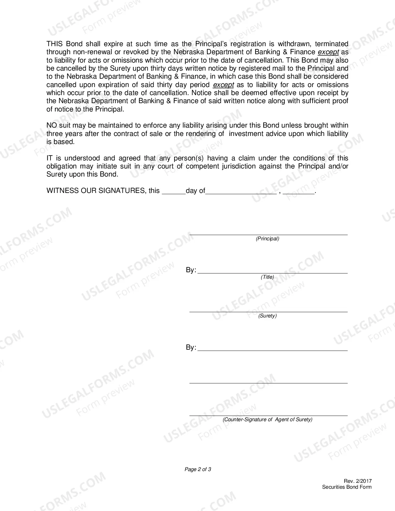 Preview Bureau of Securities Bond Form