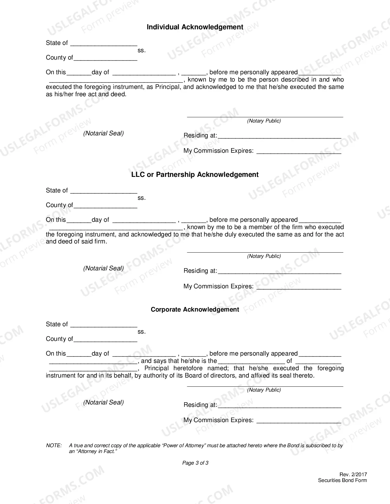 Preview Bureau of Securities Bond Form