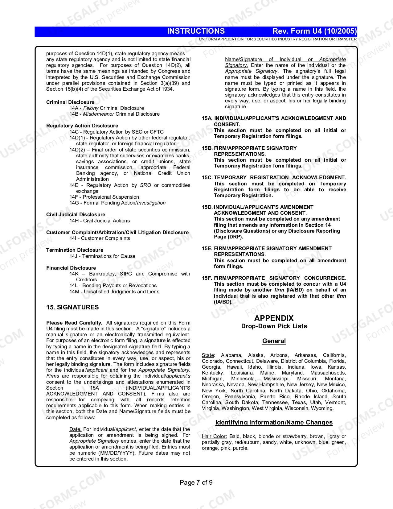 Preview Uniform Application for Securities Industry Registration of Transfer Instructions (Form U4)