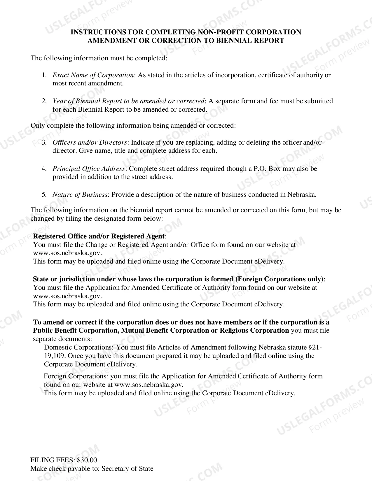 Preview Amendment or Correction to Biennial Report
