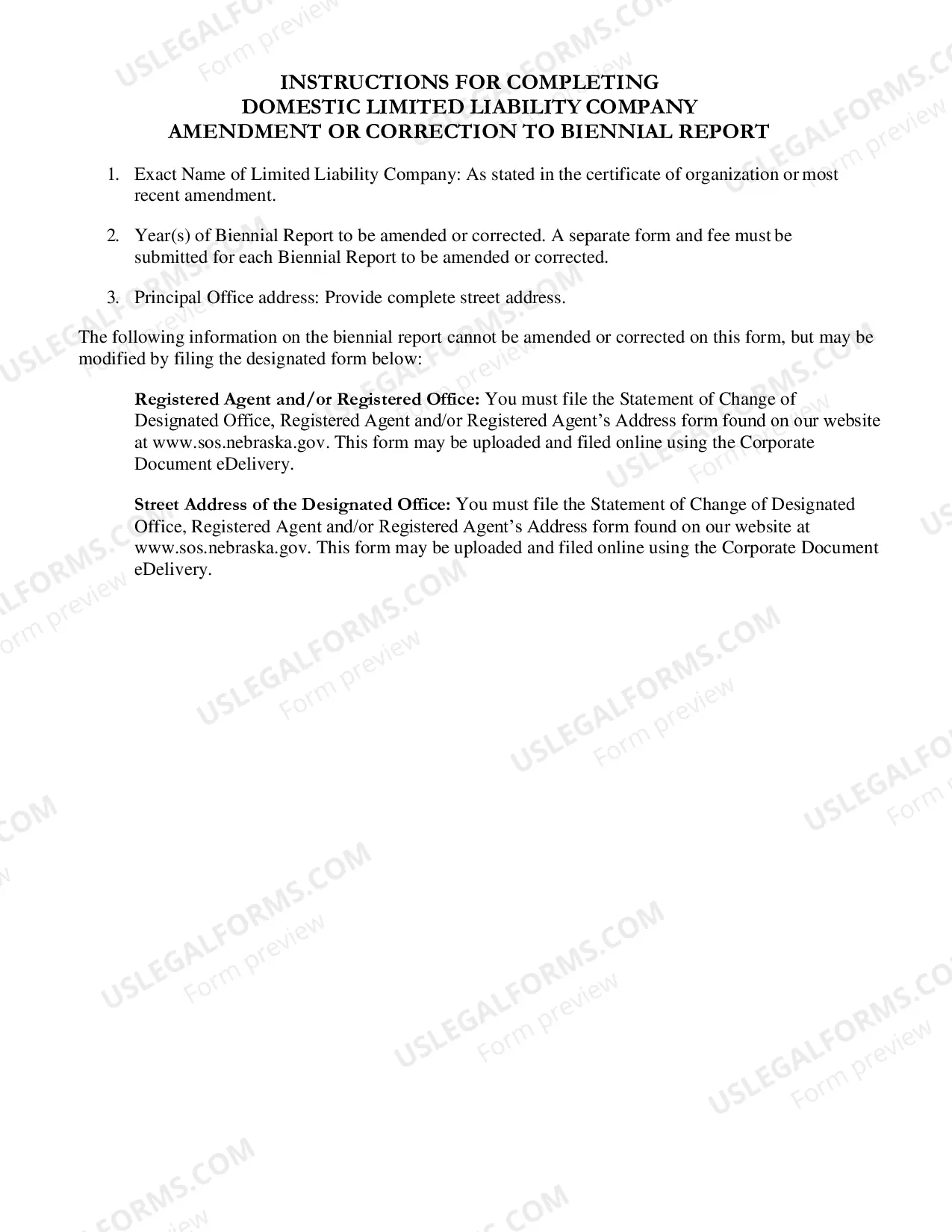 Preview Amendment Or Correction To Biennial Report