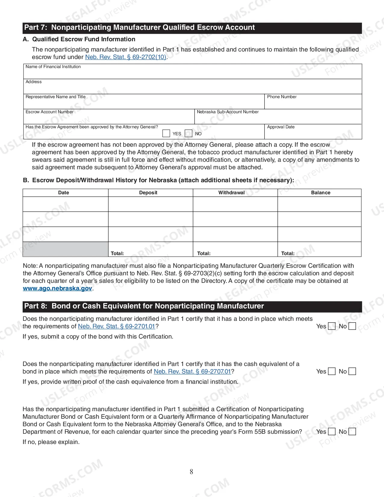 Preview Tobacco Manufacturer Certification Form