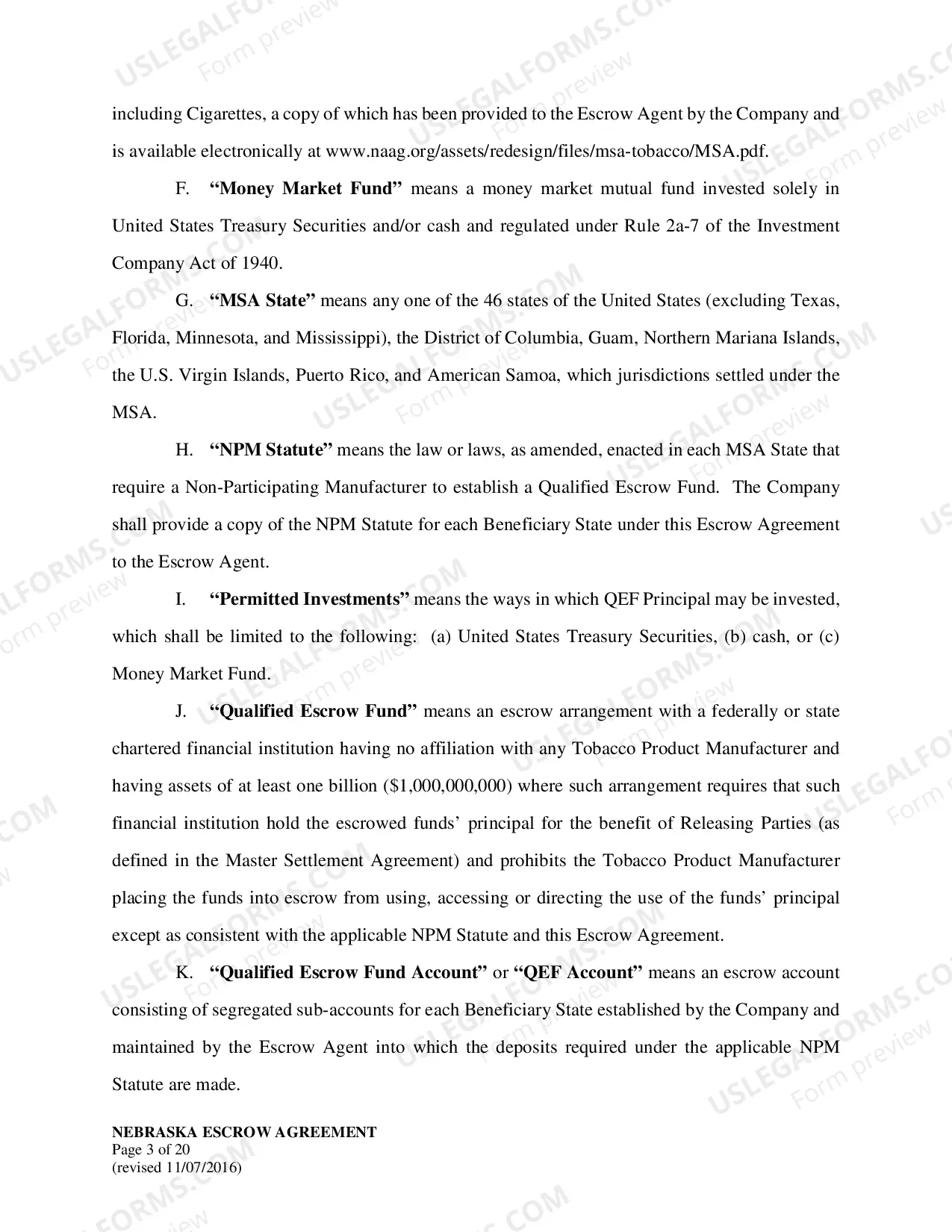 Preview Current Non-Participating Manufacturer Escrow Agreement