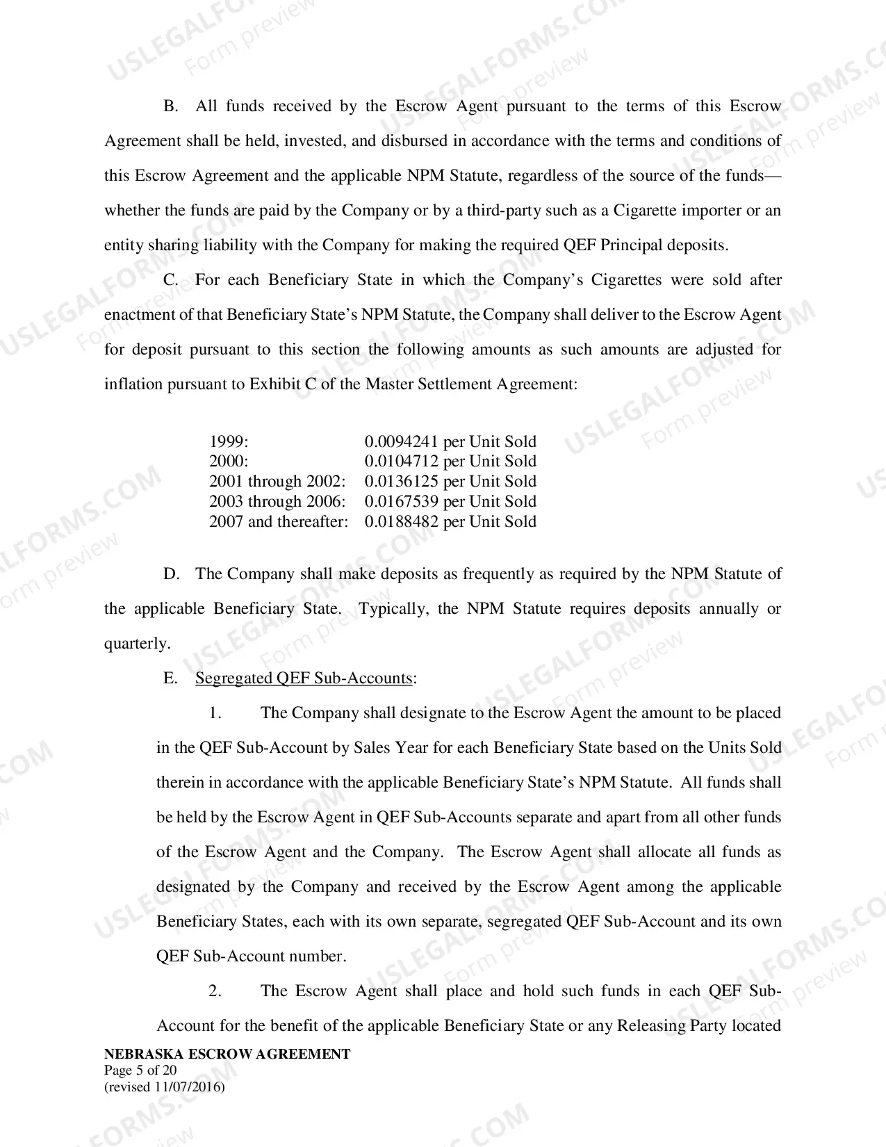 Preview Current Non-Participating Manufacturer Escrow Agreement