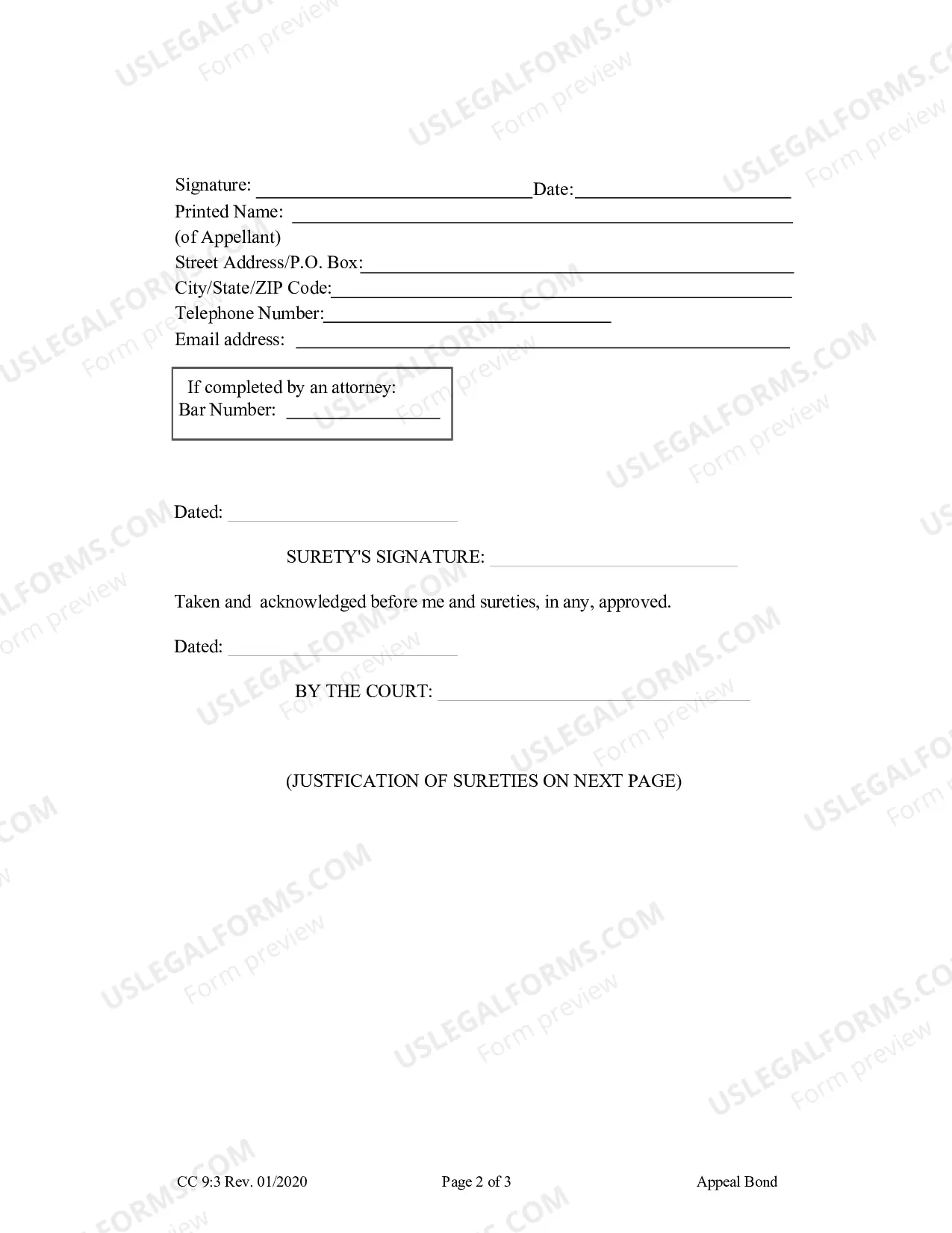 Preview Appeal Bond (Small Claims)