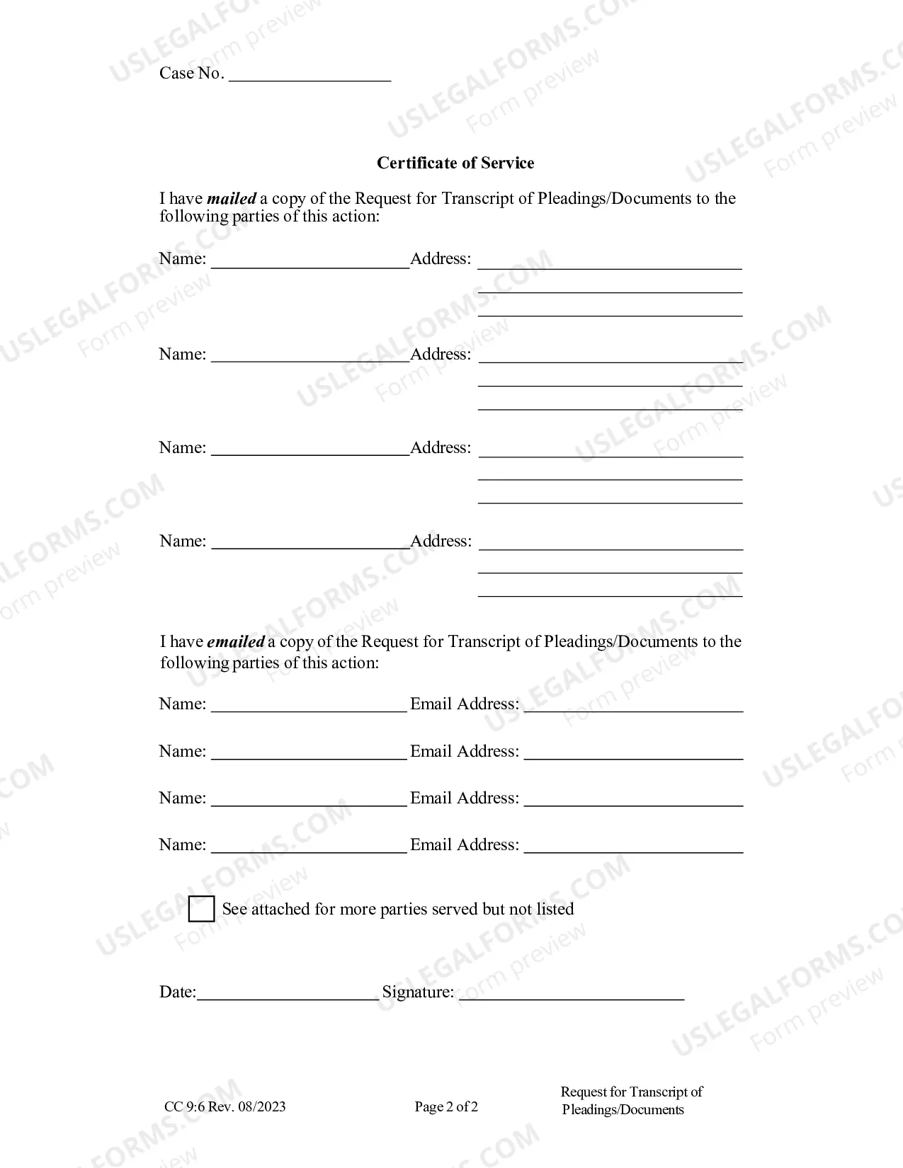 Preview Praecipe For Transcript In Small Claims Appeal