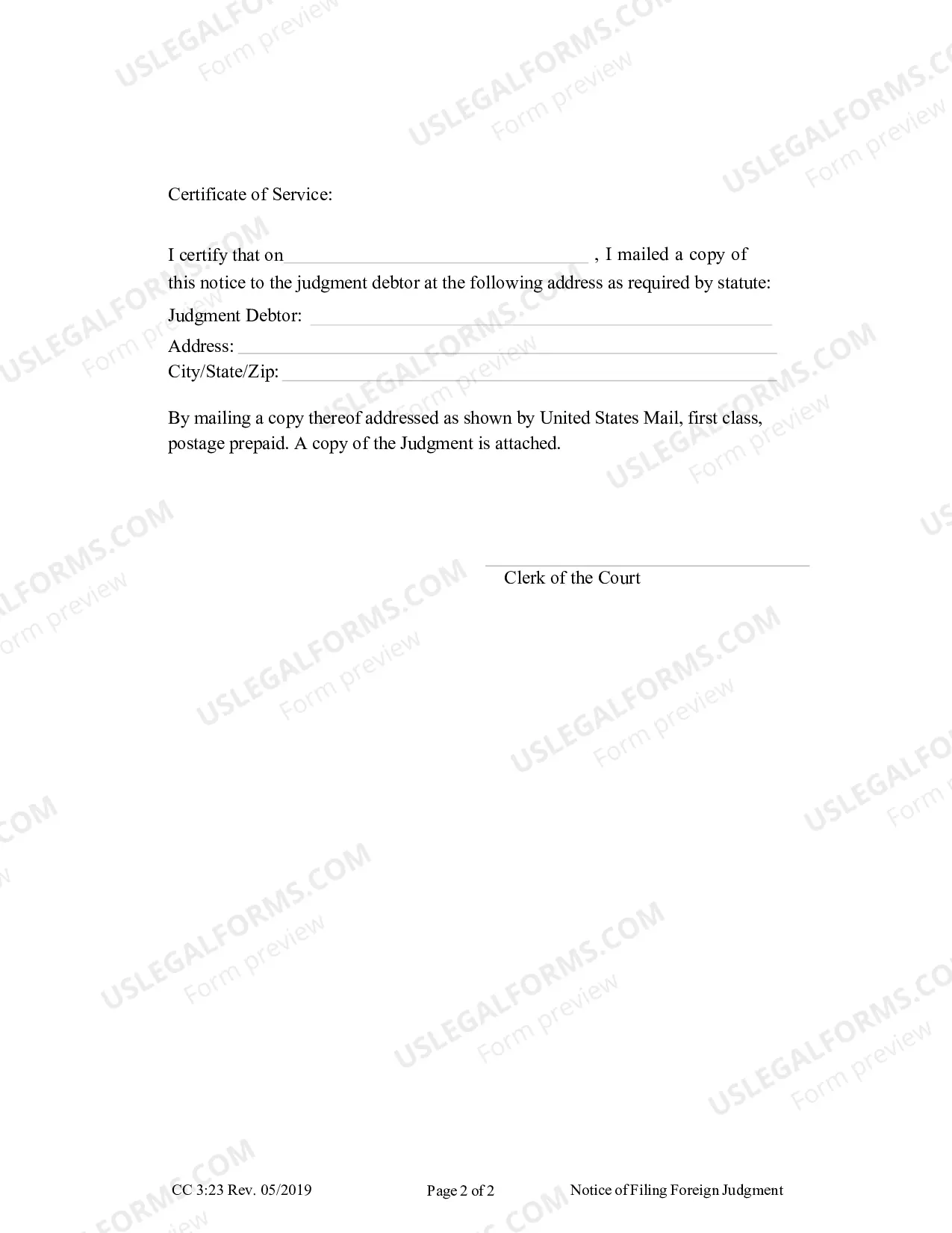 Preview Notice of Filing Foreign Judgment