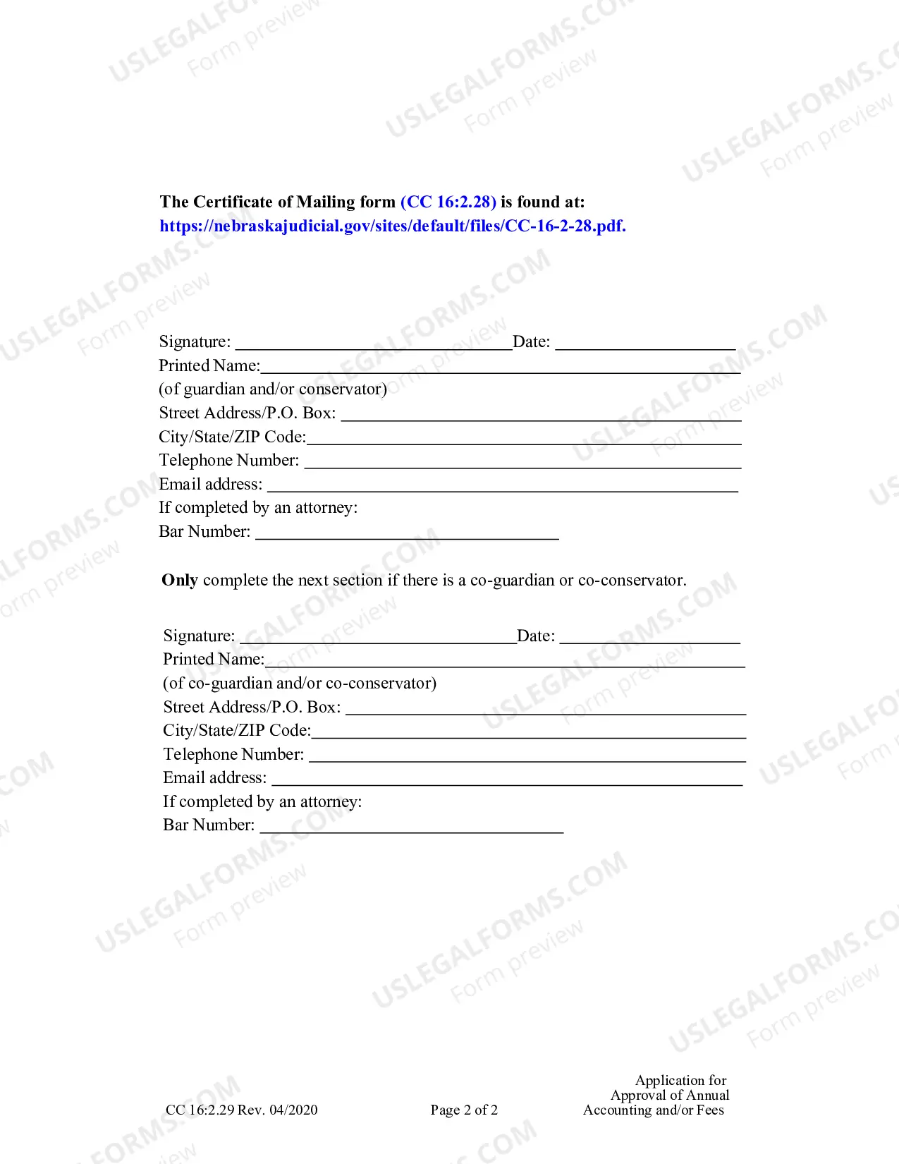 Preview Application For Approval of Annual Accounting And-Or Fees
