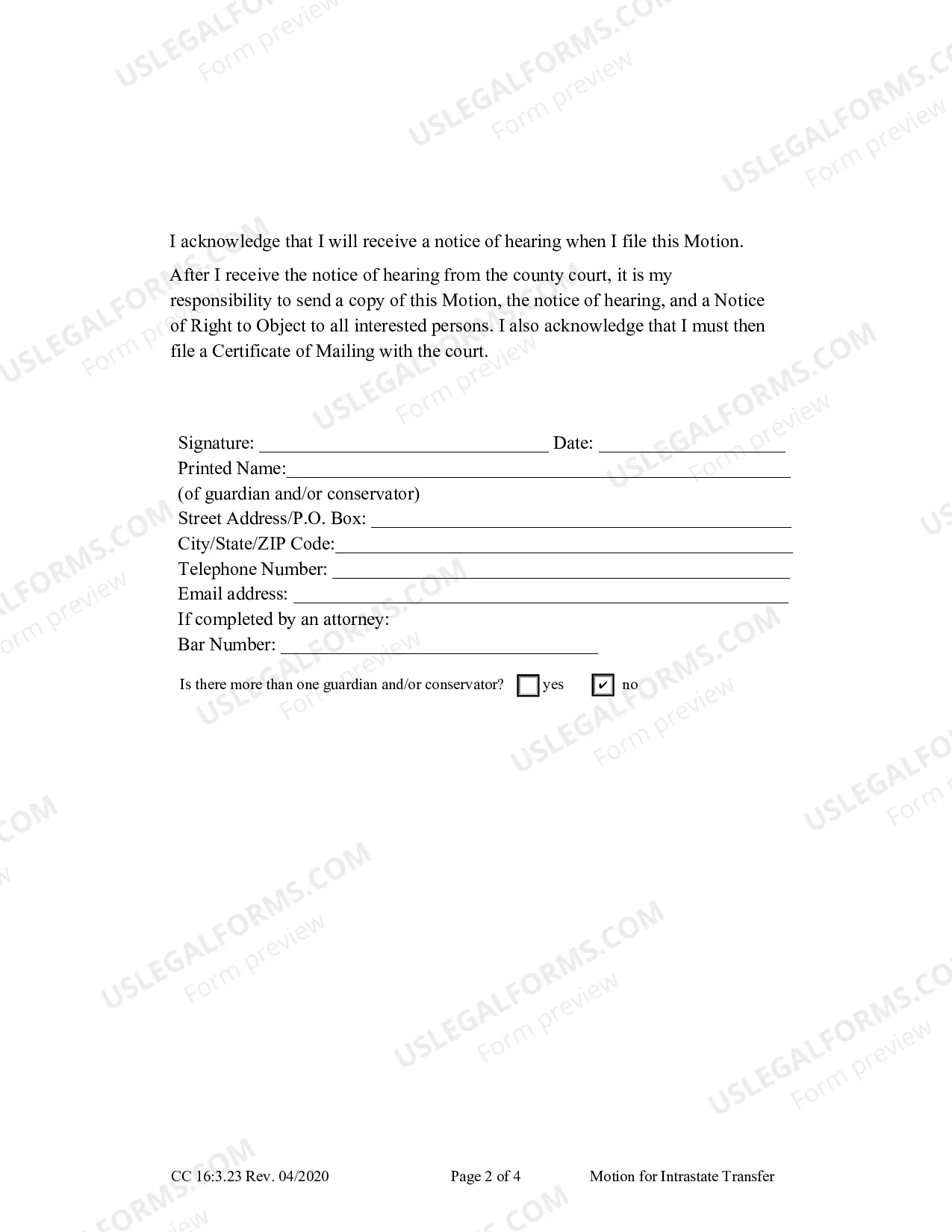 Preview Motion For Intrastate Transfer