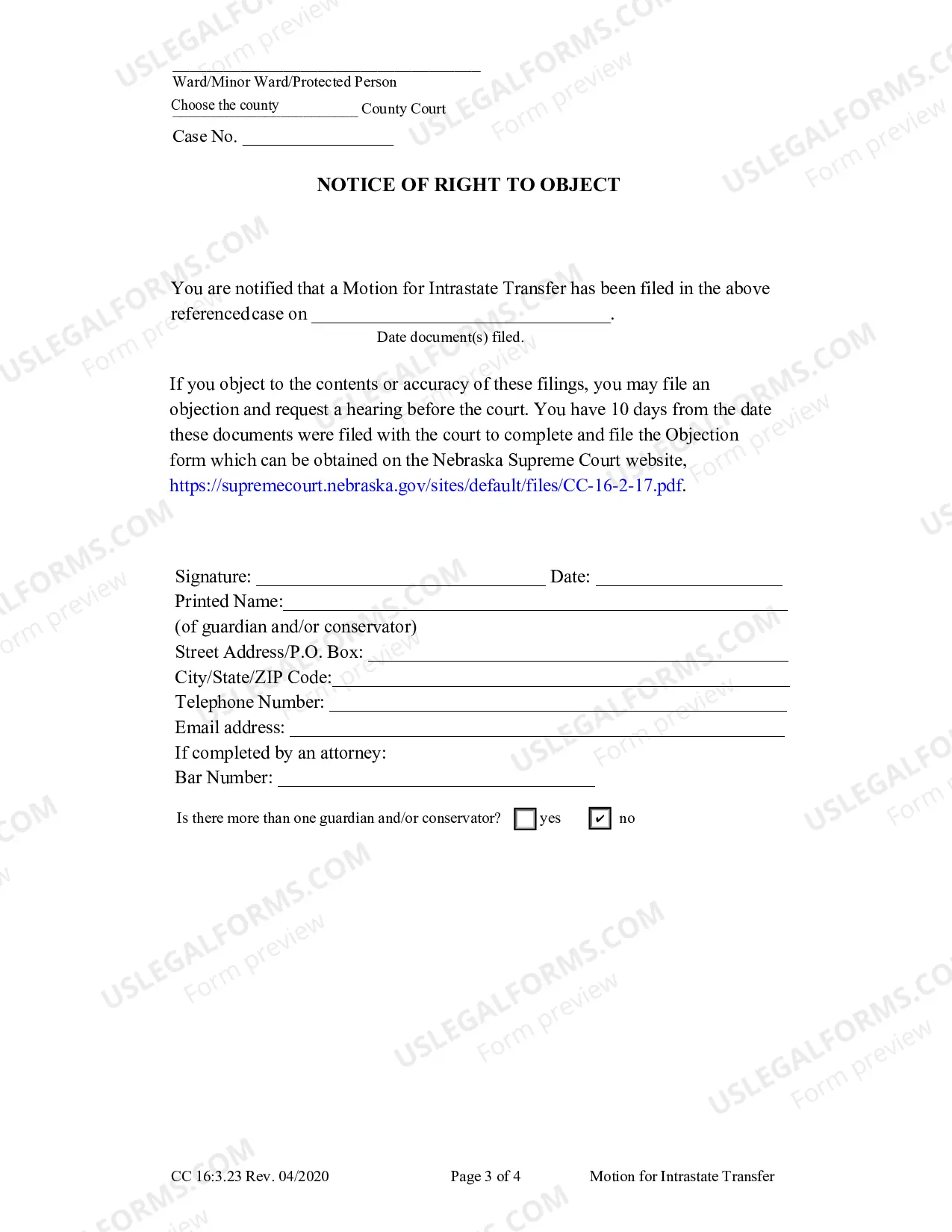 Preview Motion For Intrastate Transfer
