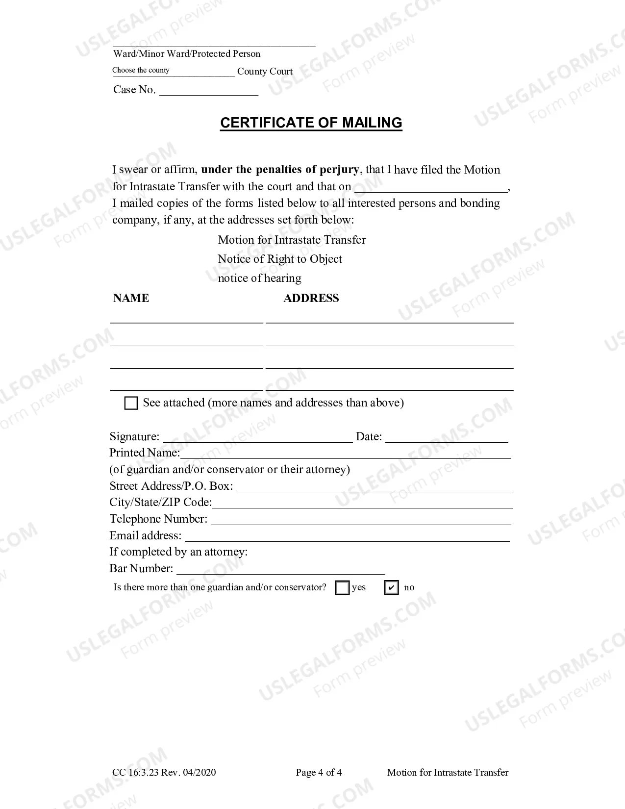 Preview Motion For Intrastate Transfer