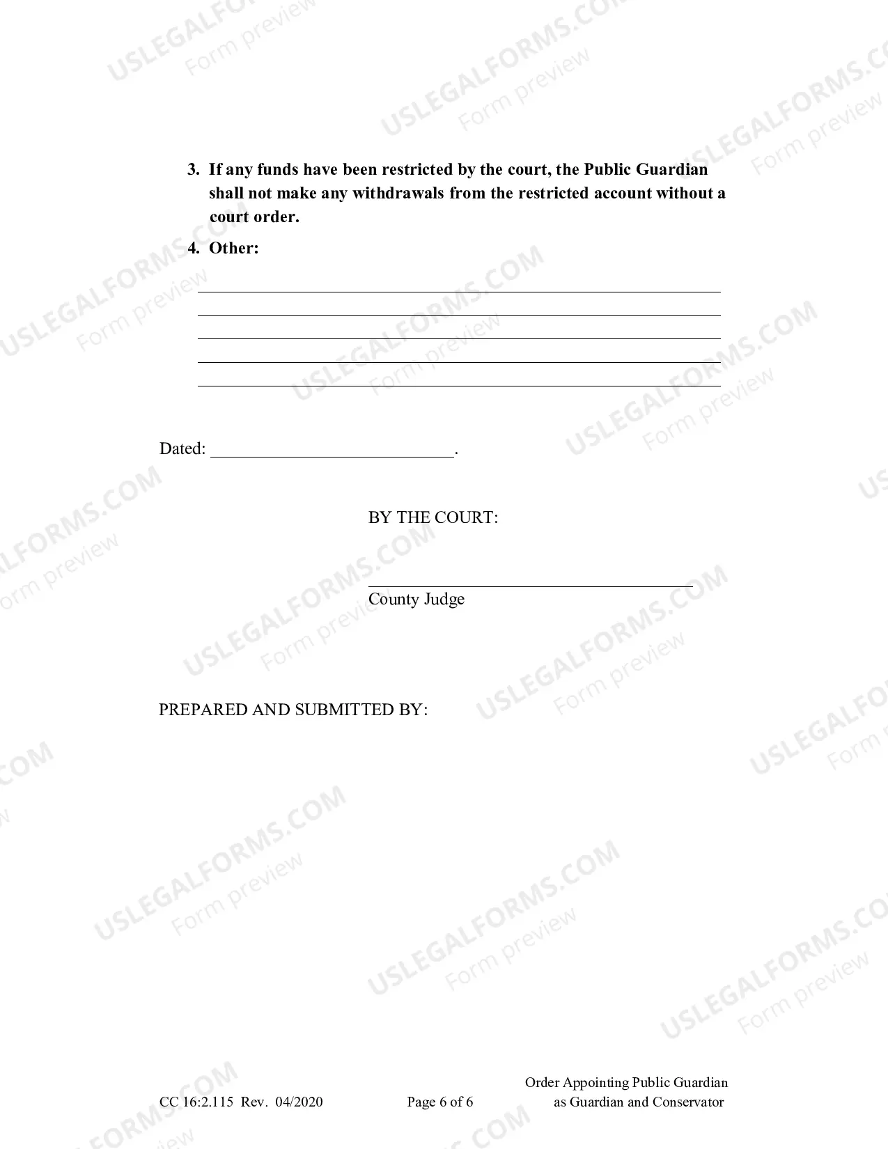Preview Order Appointing Guardian And Conservator