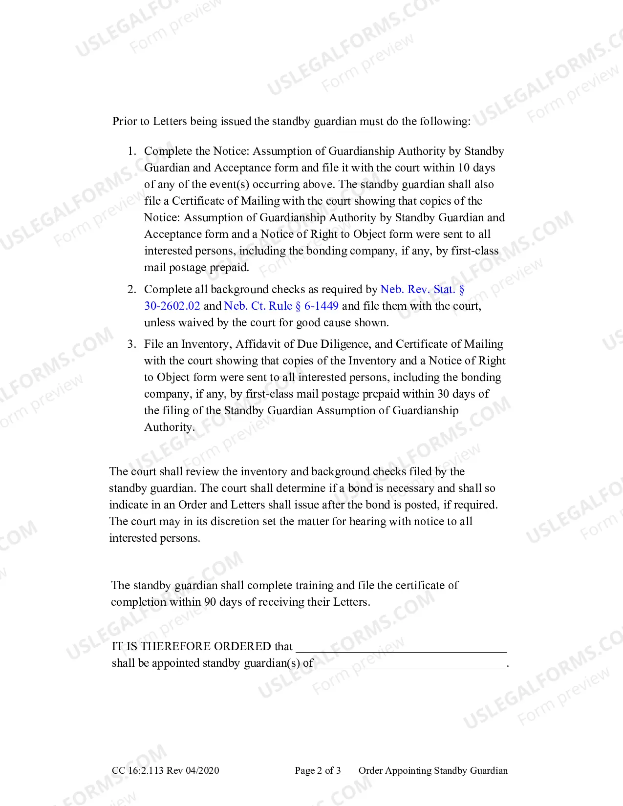 Preview Order Appointing Standby Guardian